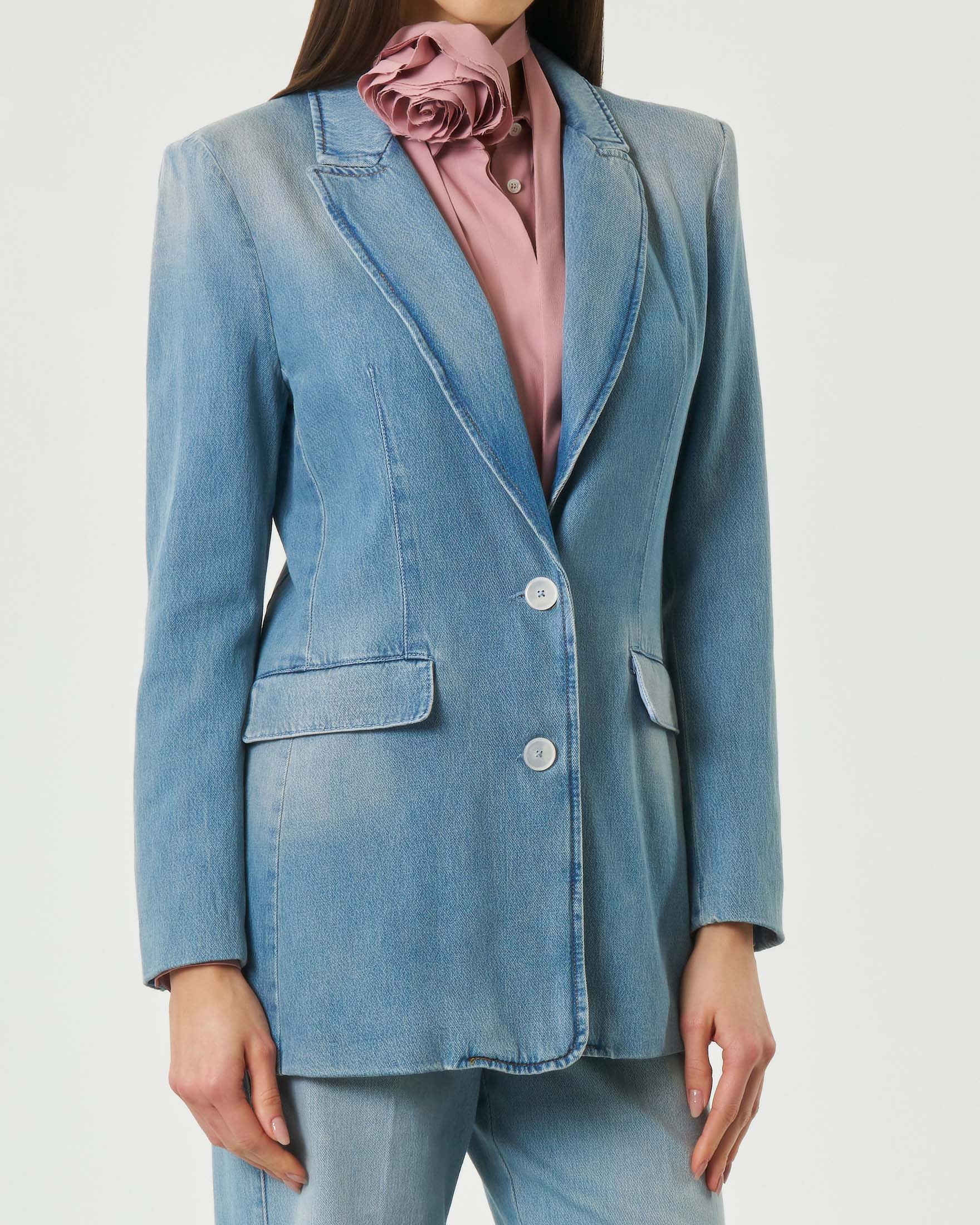 Blazer monopetto in denim Marella Sport con lavaggio chiaro