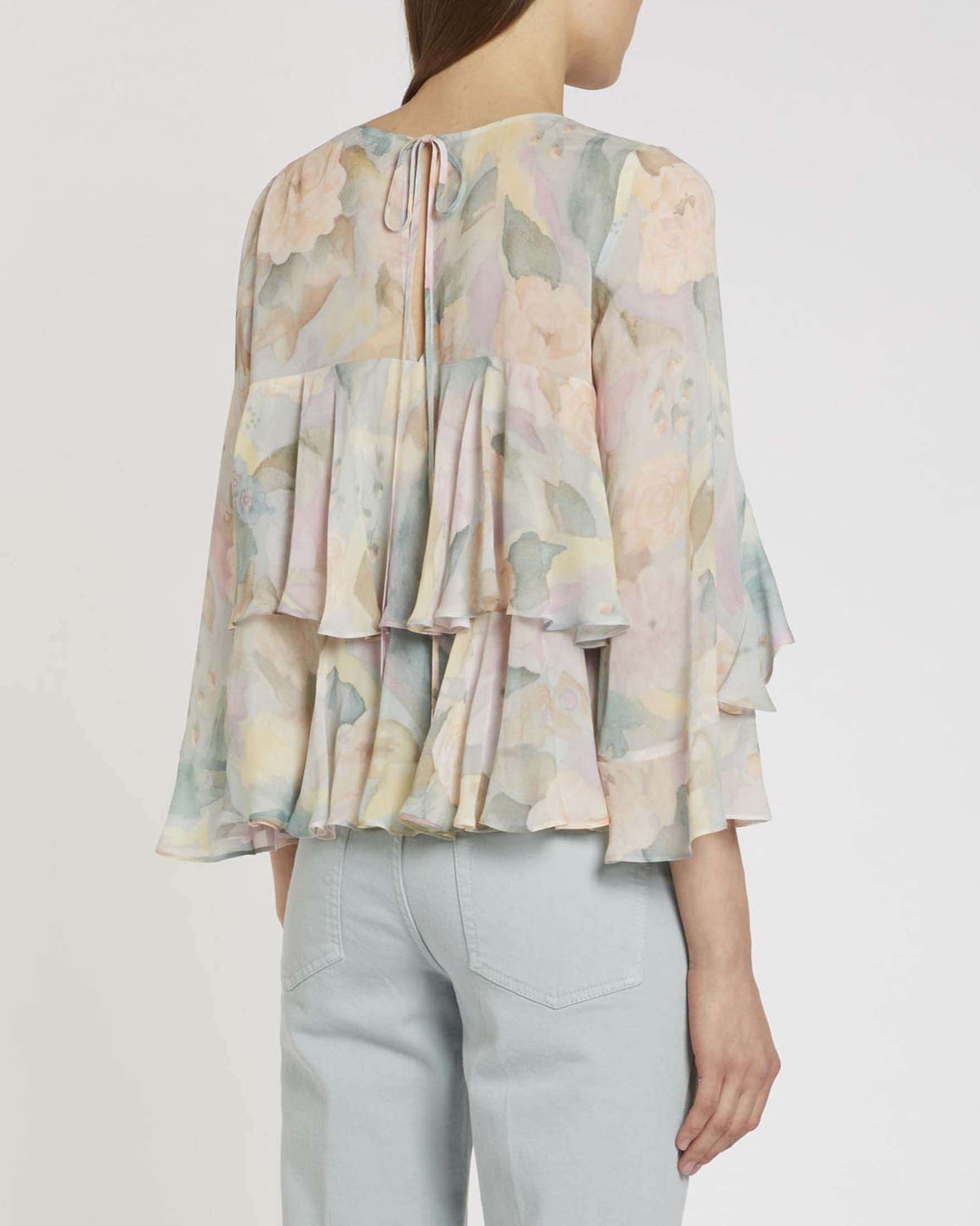 Blusa Marella Sport in viscosa con motivo a balze e scollo a barchetta image