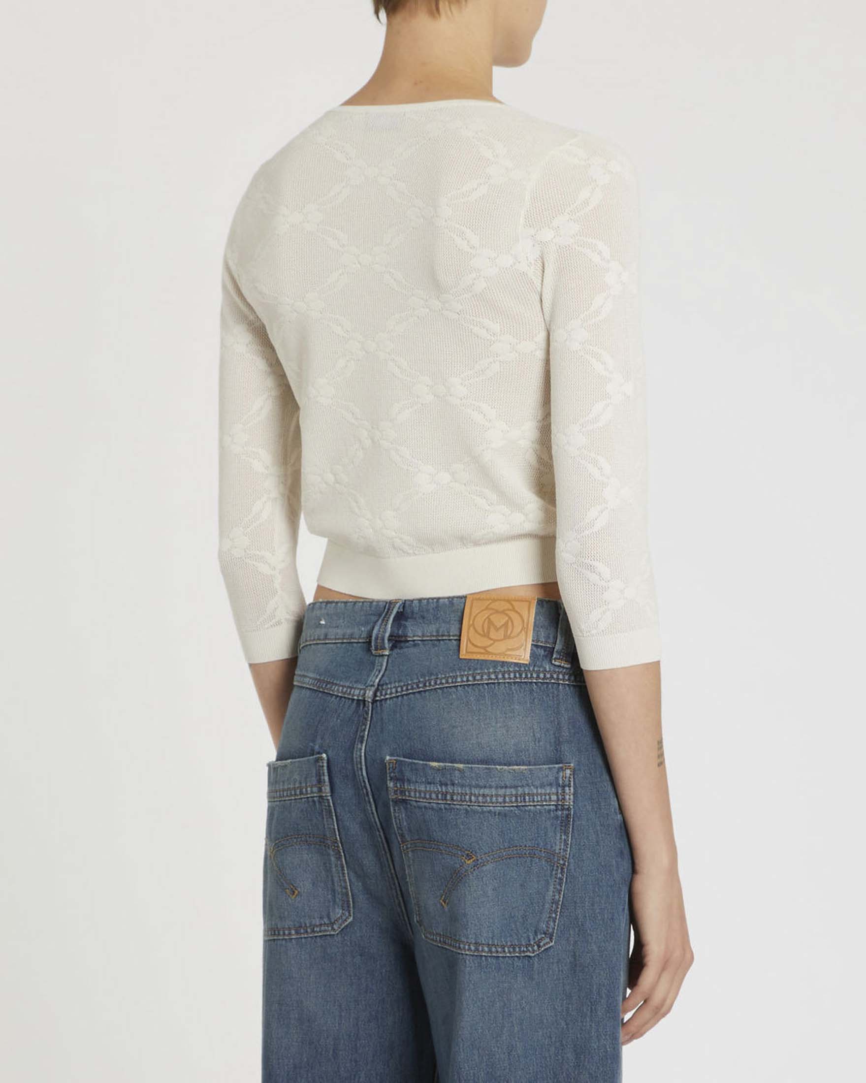 Cardigan color panna Marella Sport in maglia di pizzo di viscosa image