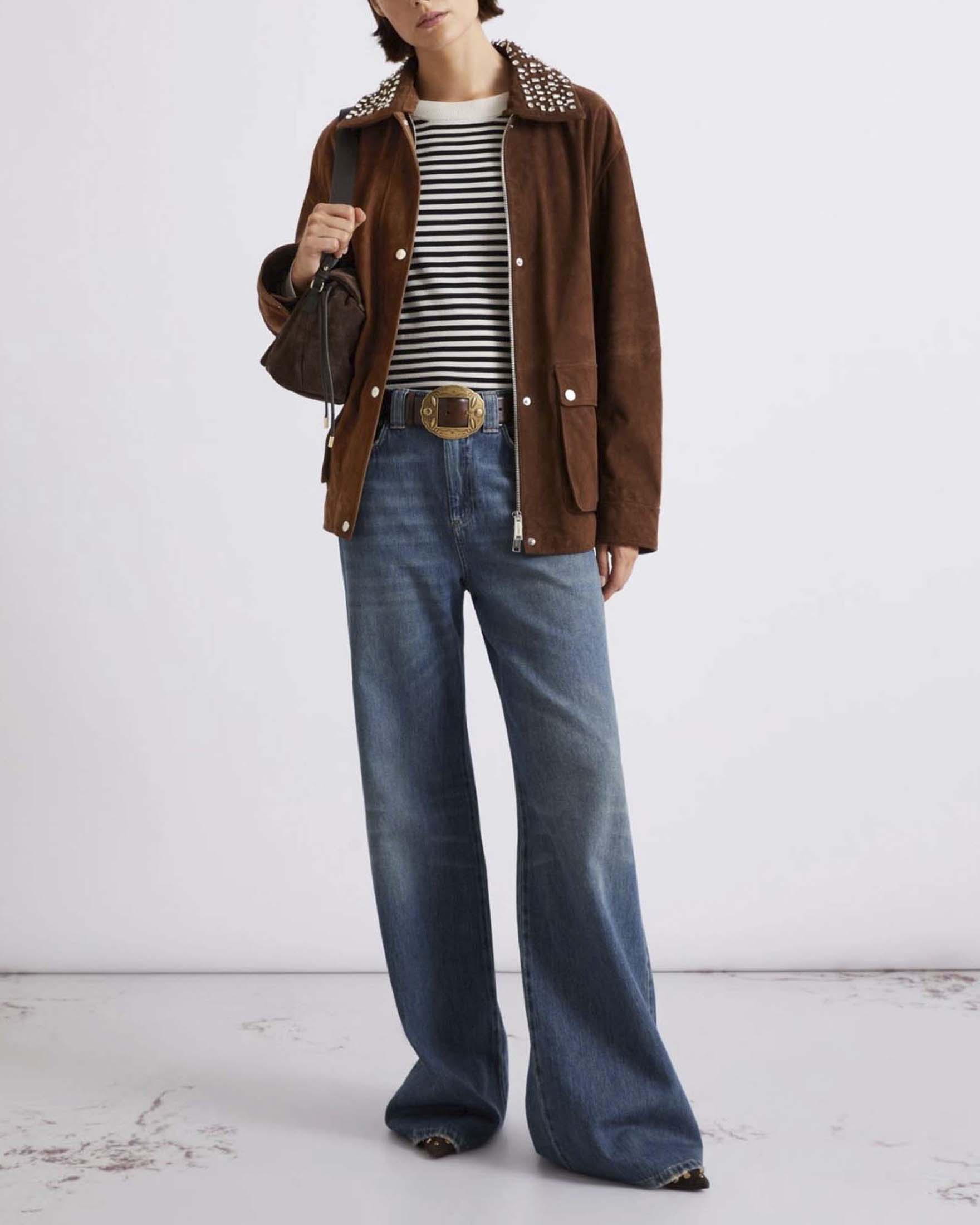 Maglia a righe bianche e blu Marella Sport oversize con finiture a coste image