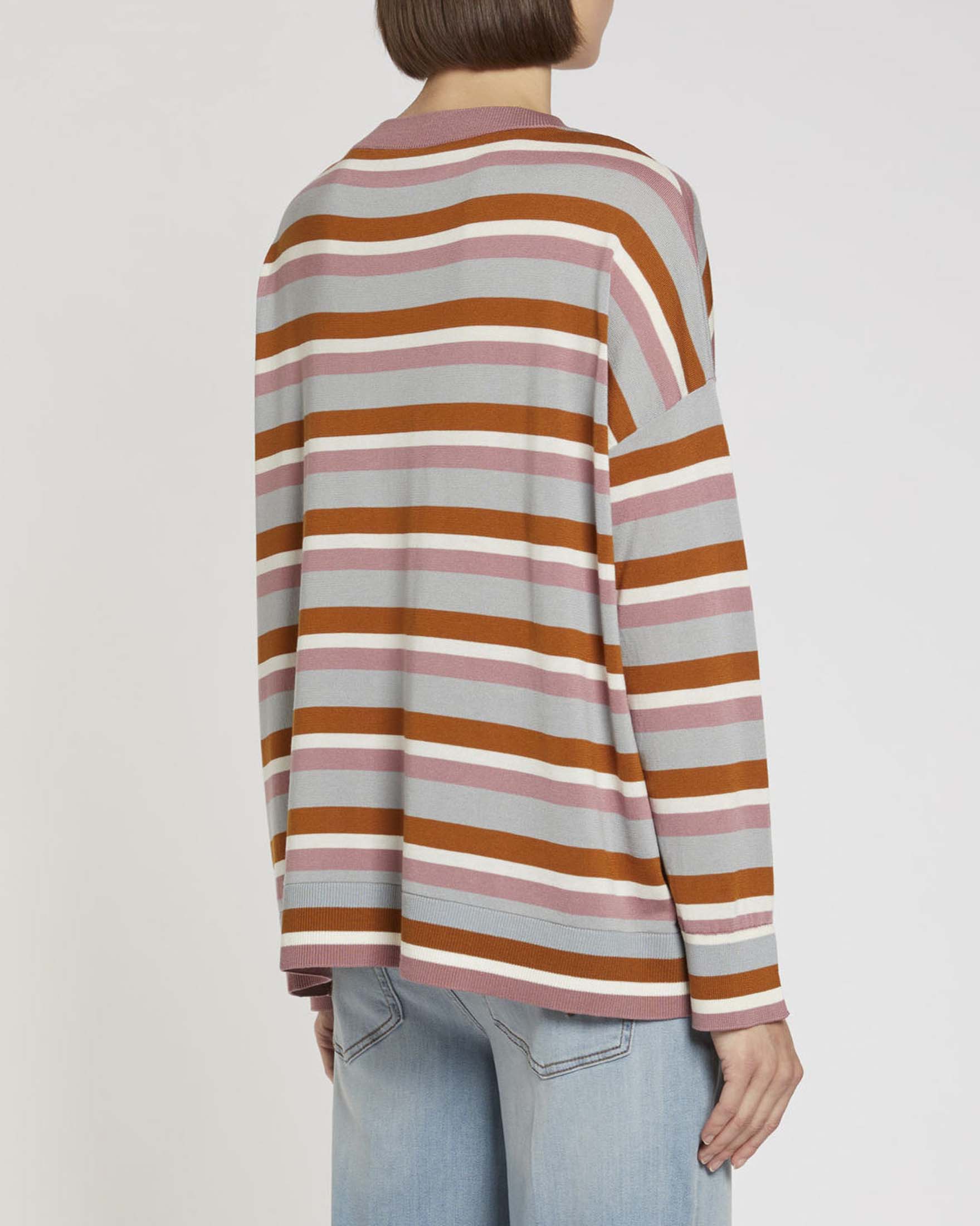 Maglia a righe azzurre e coccio Marella Sport oversize con finiture a coste image