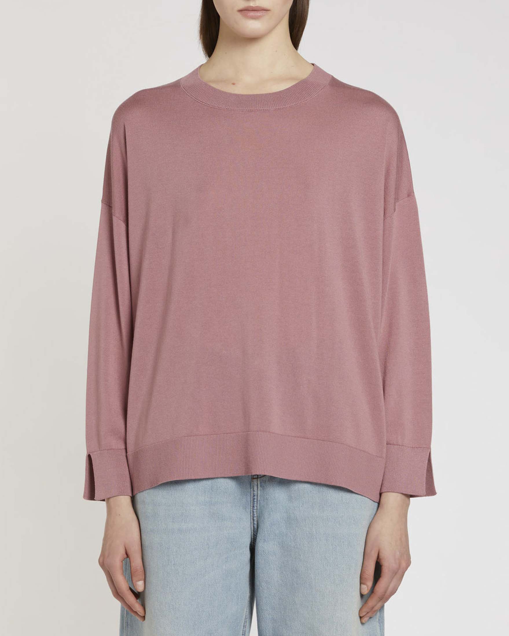 Maglia color malva Sport oversize con finiture a coste