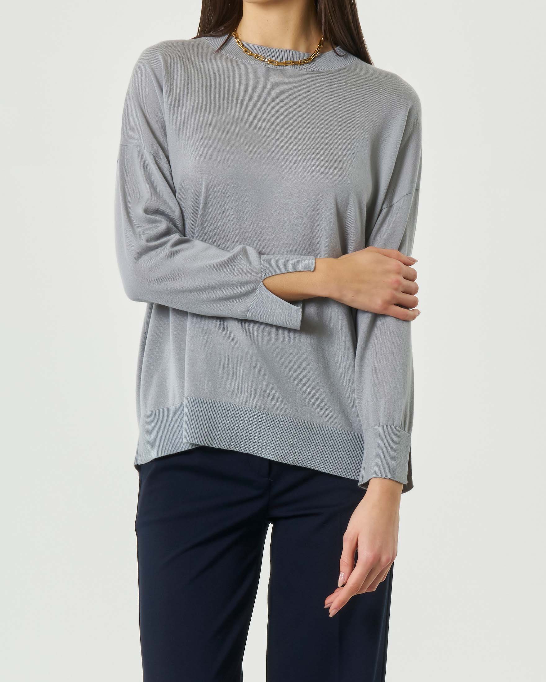 Maglia color grigio perla Marella Sport oversize con finiture a coste image