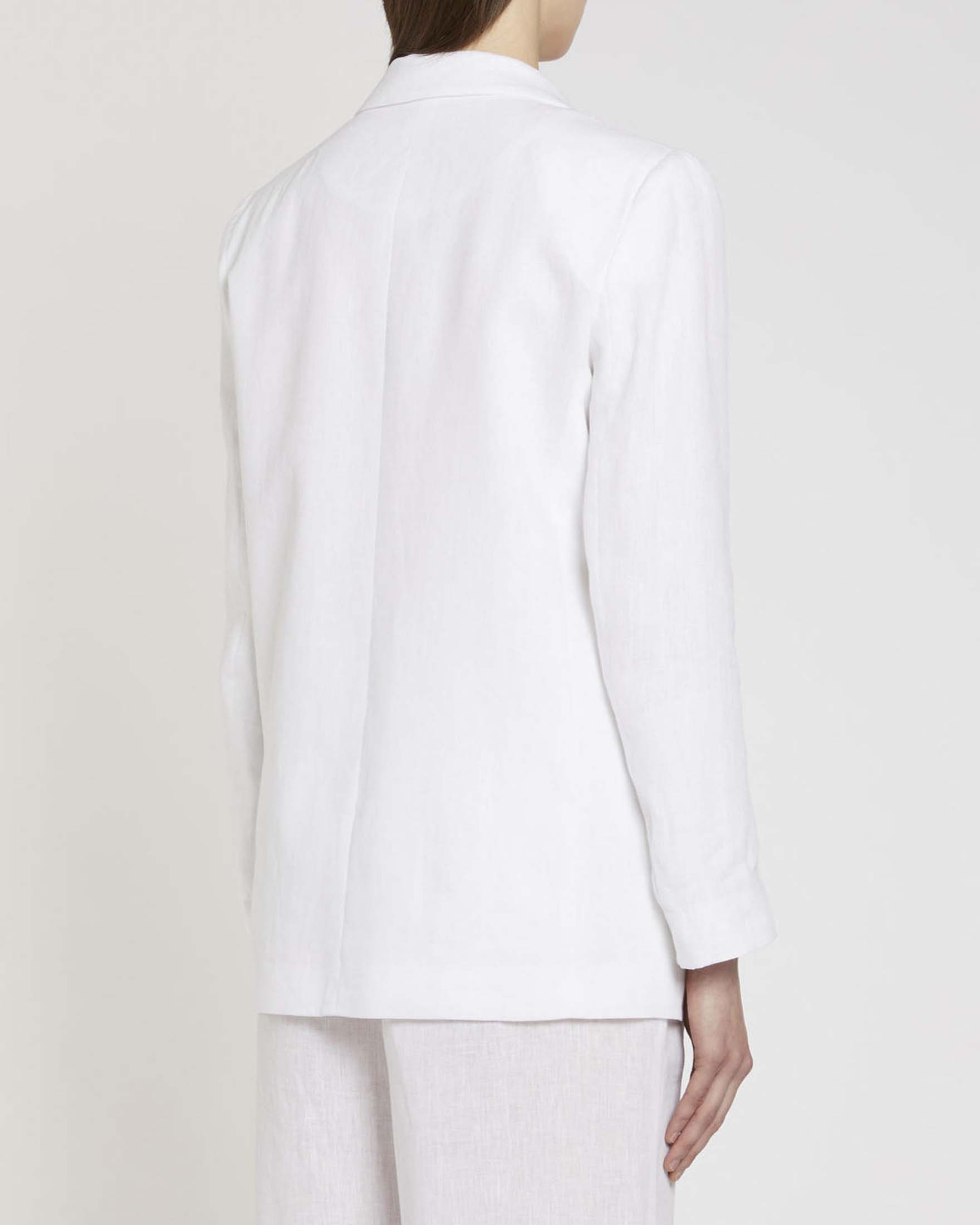 Blazer bianco Marella Sport in puro lino senza bottoni. image