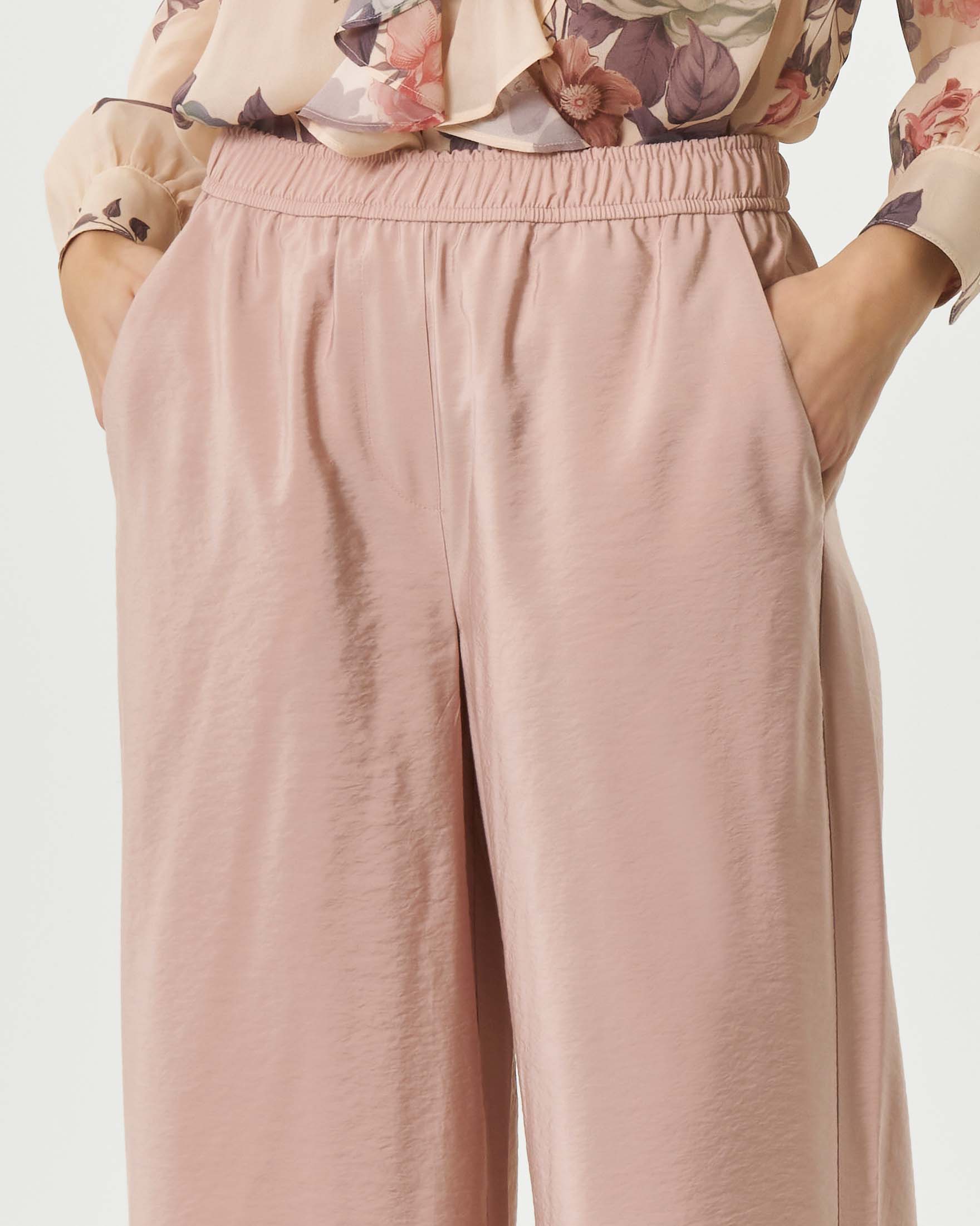 Pantaloni palazzo color cipria Marella Sport con punto vita arricciato image