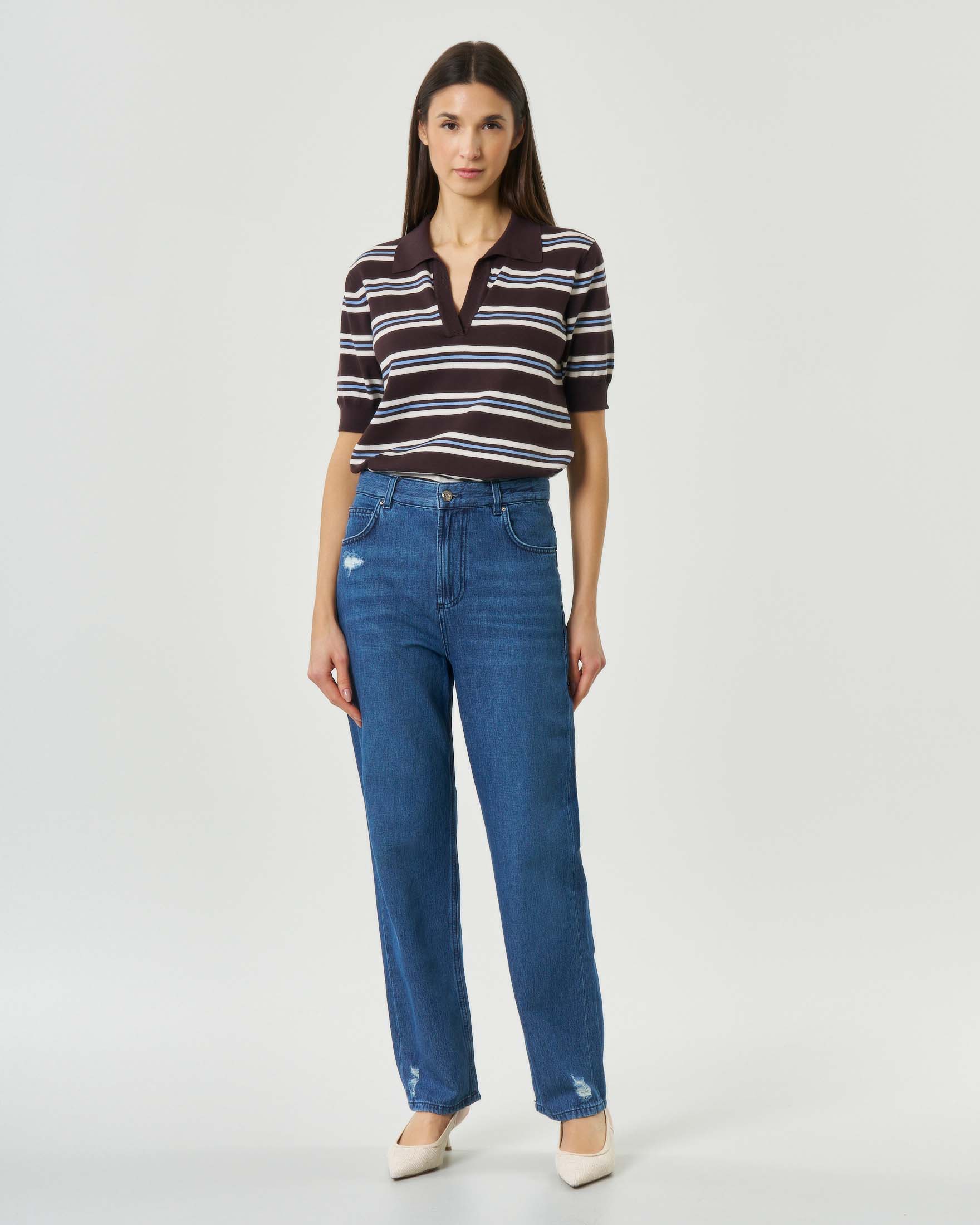 Jeans boyfriend Marella Sport lavaggio medio con abrasioni