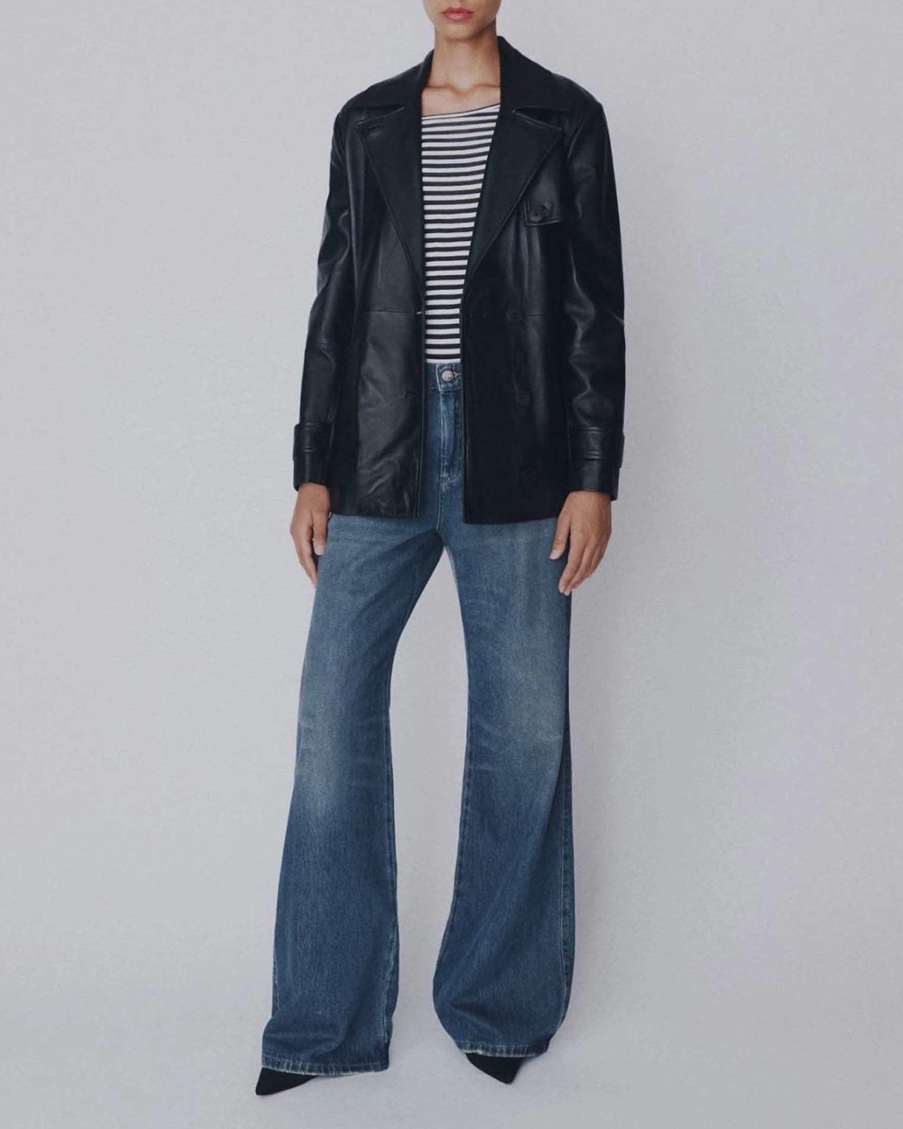 Jeans wide leg Sport lavaggio scuro a vita alta