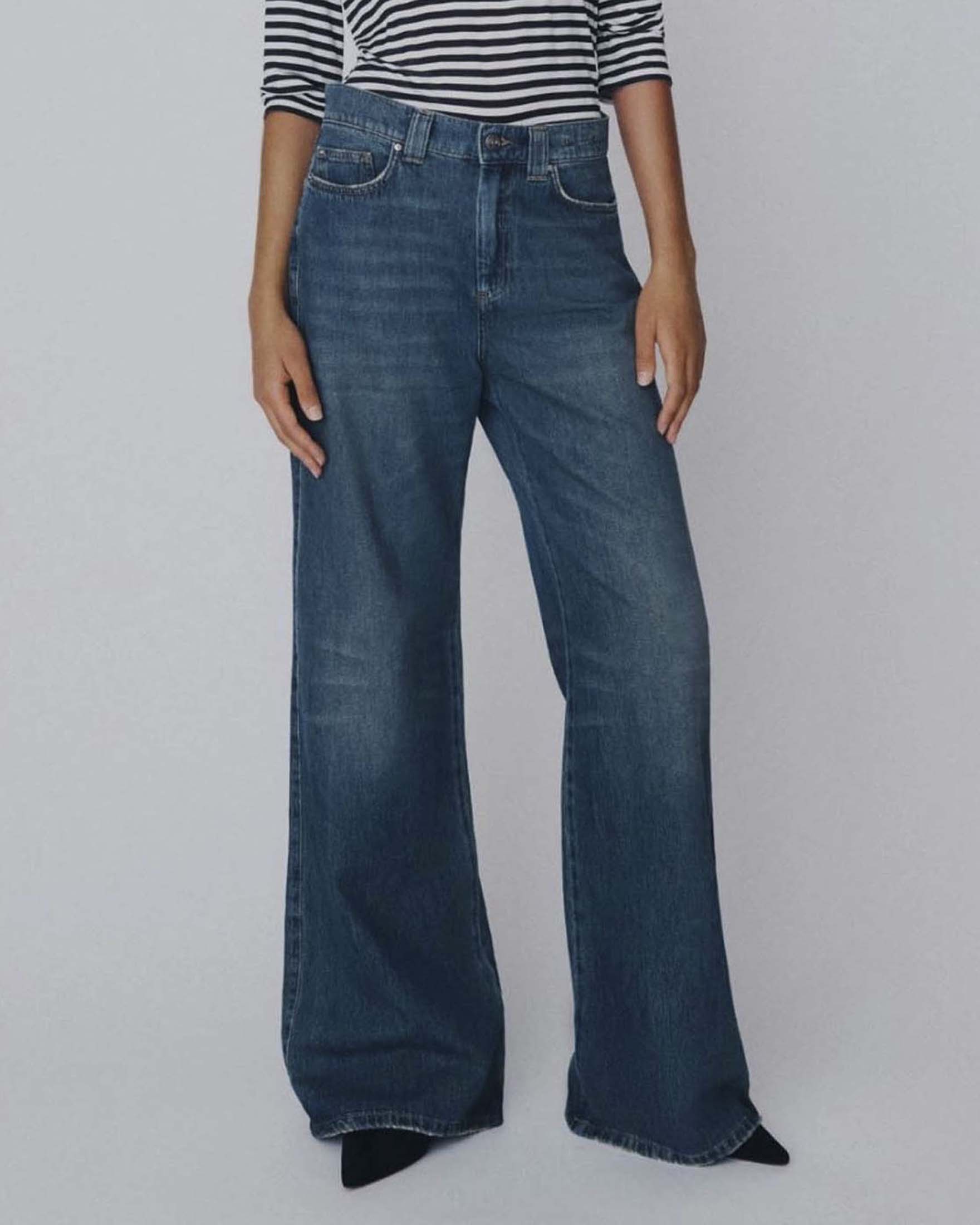 Jeans wide leg Marella Sport lavaggio scuro a vita alta image