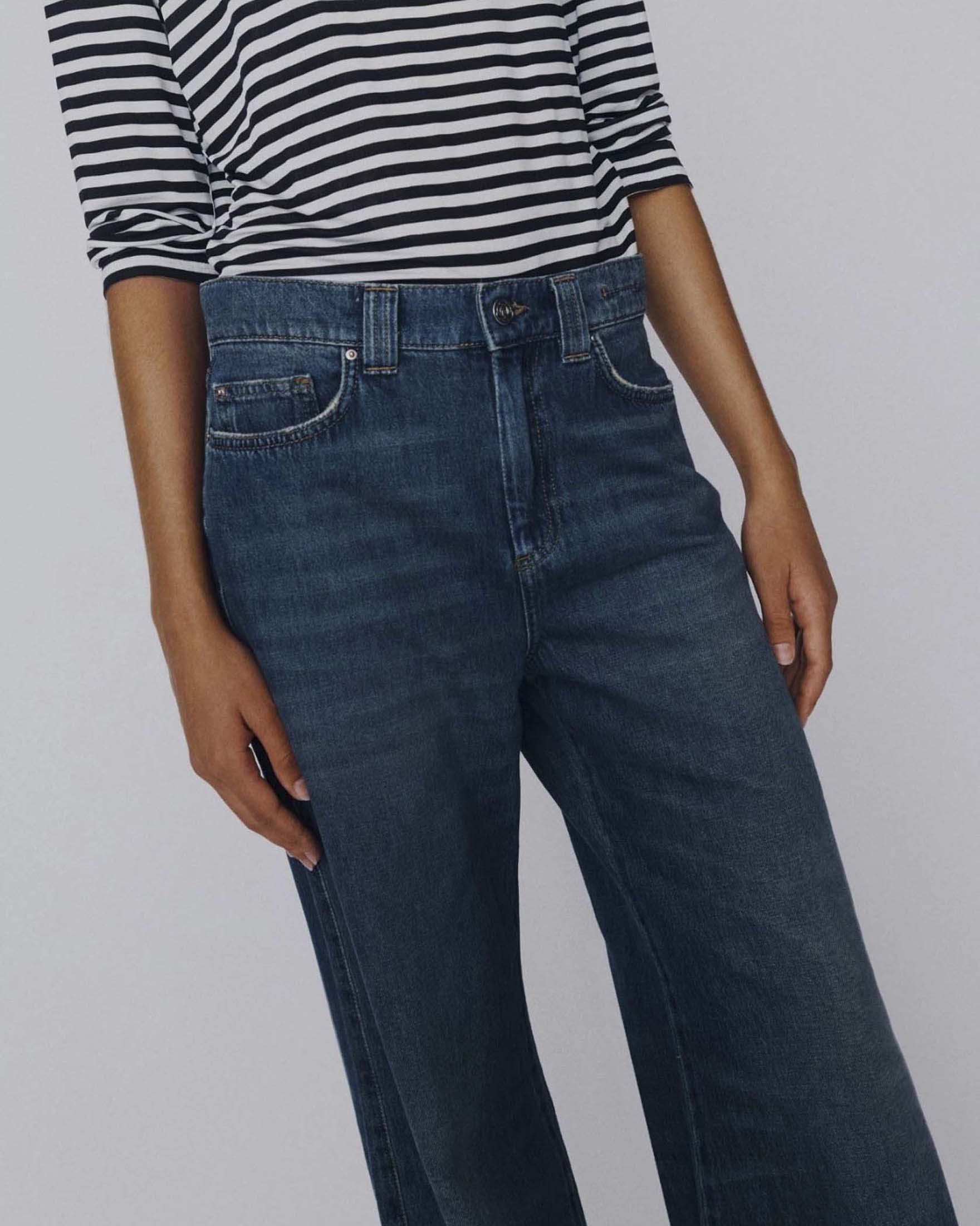 Jeans wide leg Marella Sport lavaggio scuro a vita alta