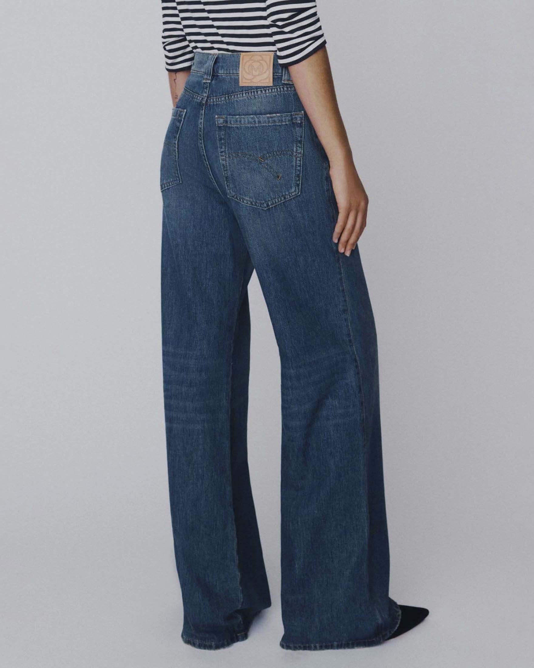Jeans wide leg Marella Sport lavaggio scuro a vita alta