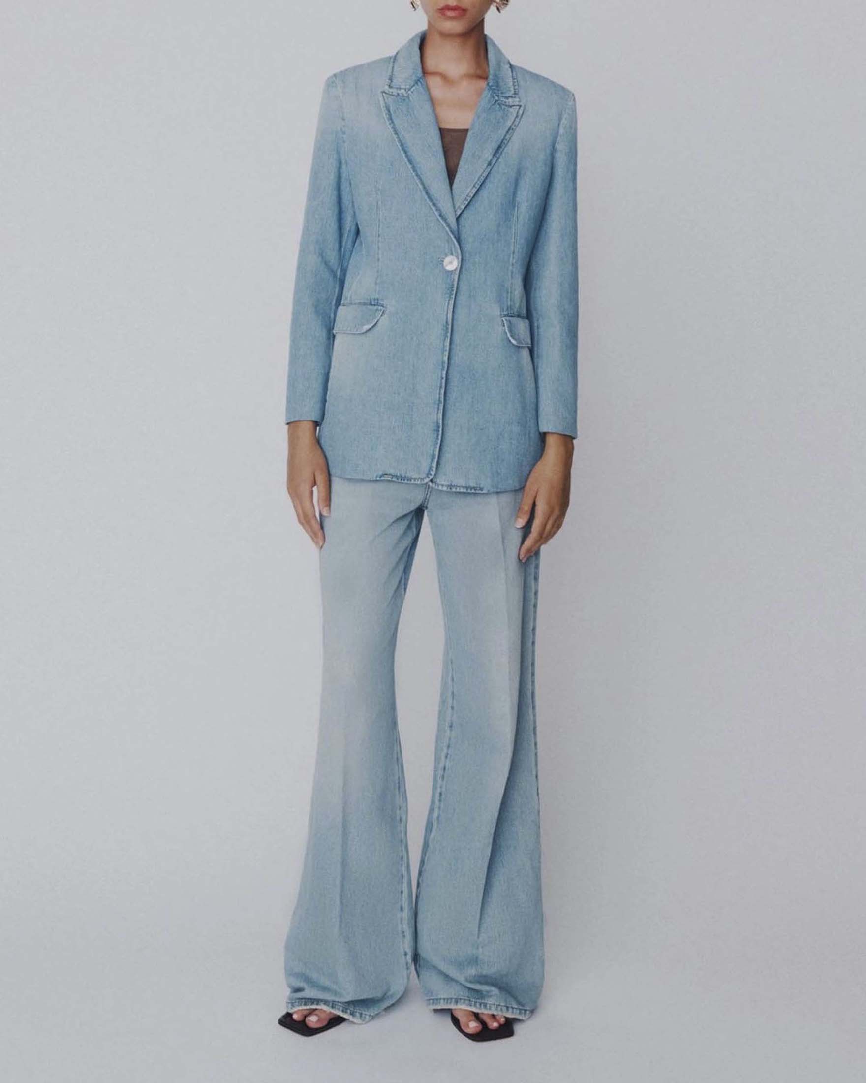 Jeans wide leg Sport lavaggio chiaro a vita alta