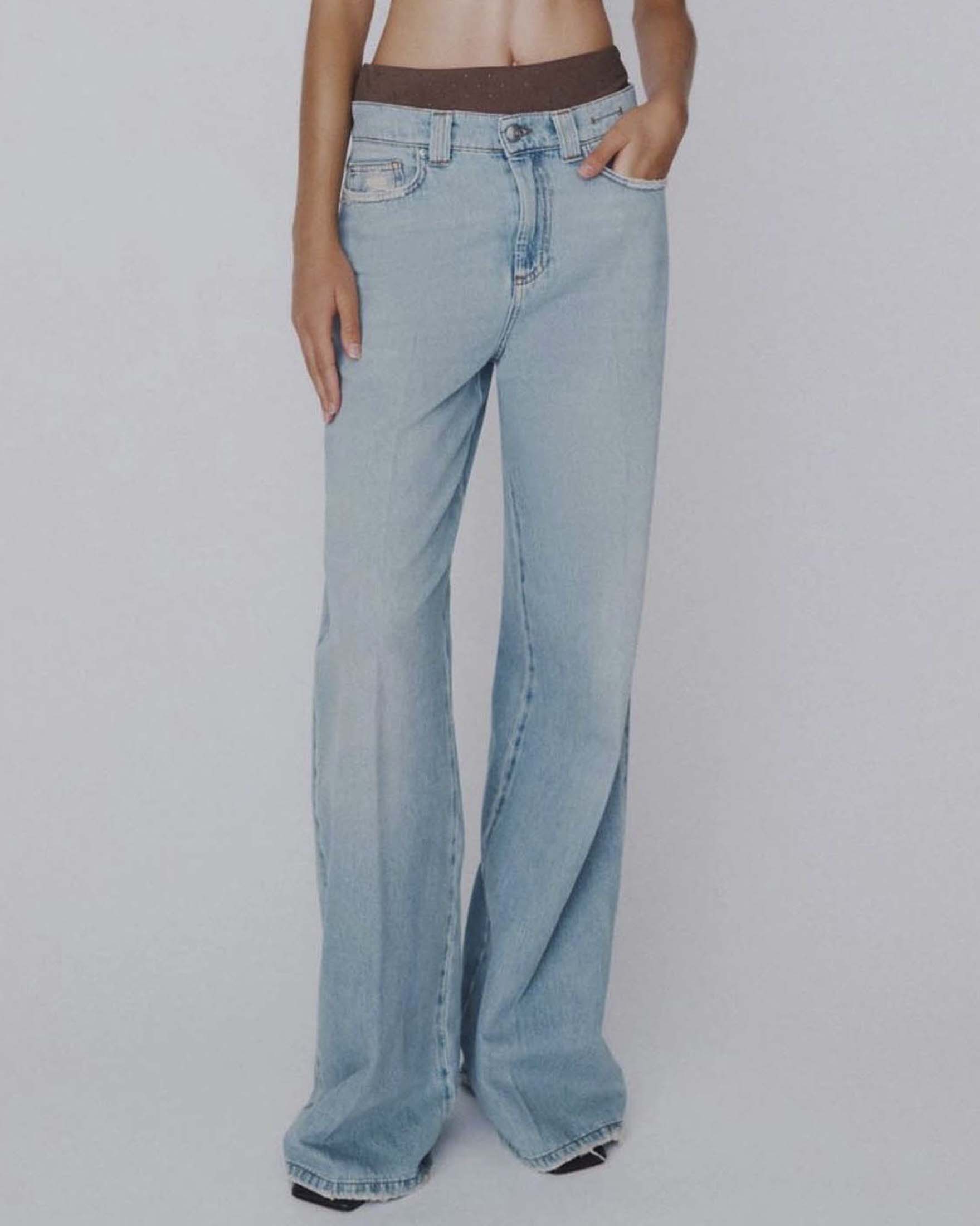 Jeans wide leg Marella Sport lavaggio chiaro a vita alta image