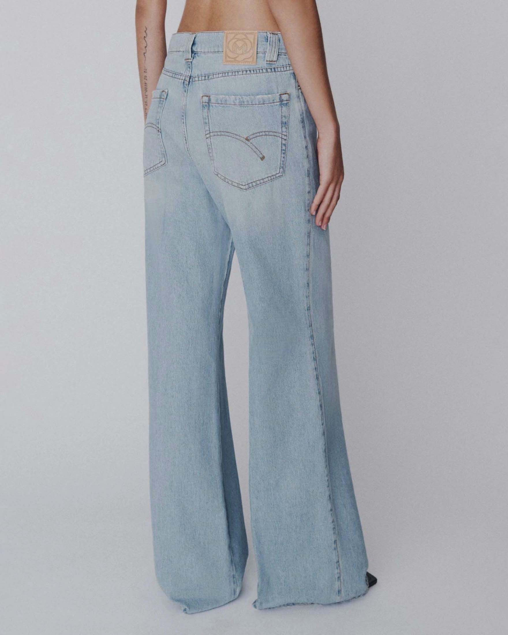 Jeans wide leg Marella Sport lavaggio chiaro a vita alta