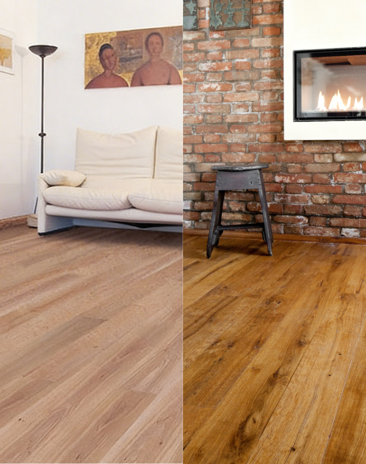  Pavimento in legno rovere massiccio a confronto con pavimento in legno rovere massiccio antico