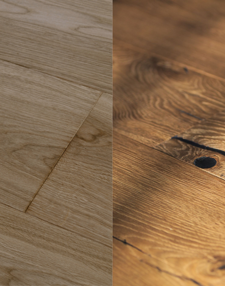 tavole di legno rovere nuovo a confronto con tavole di legno rovere antico