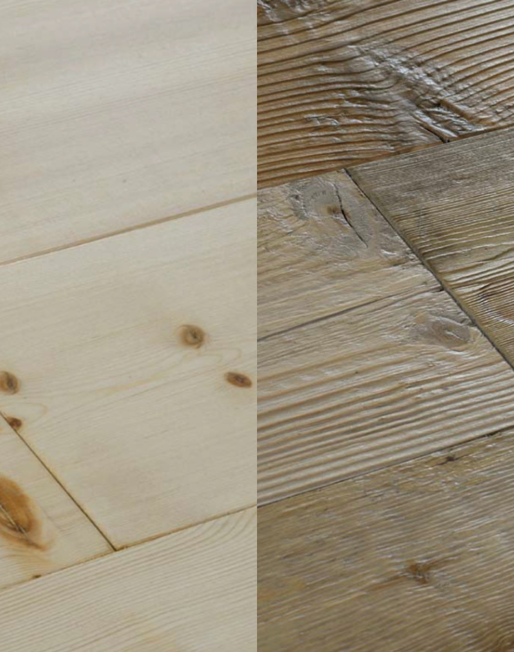 tavole di legno abete nuovo a confronto con tavole di legno abete antico 