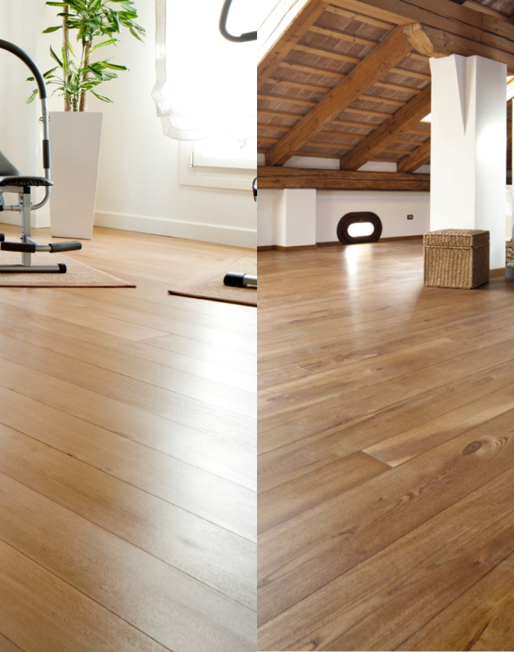  Pavimento in legno olmo nuovo a confronto con pavimento in legno olmo antico 