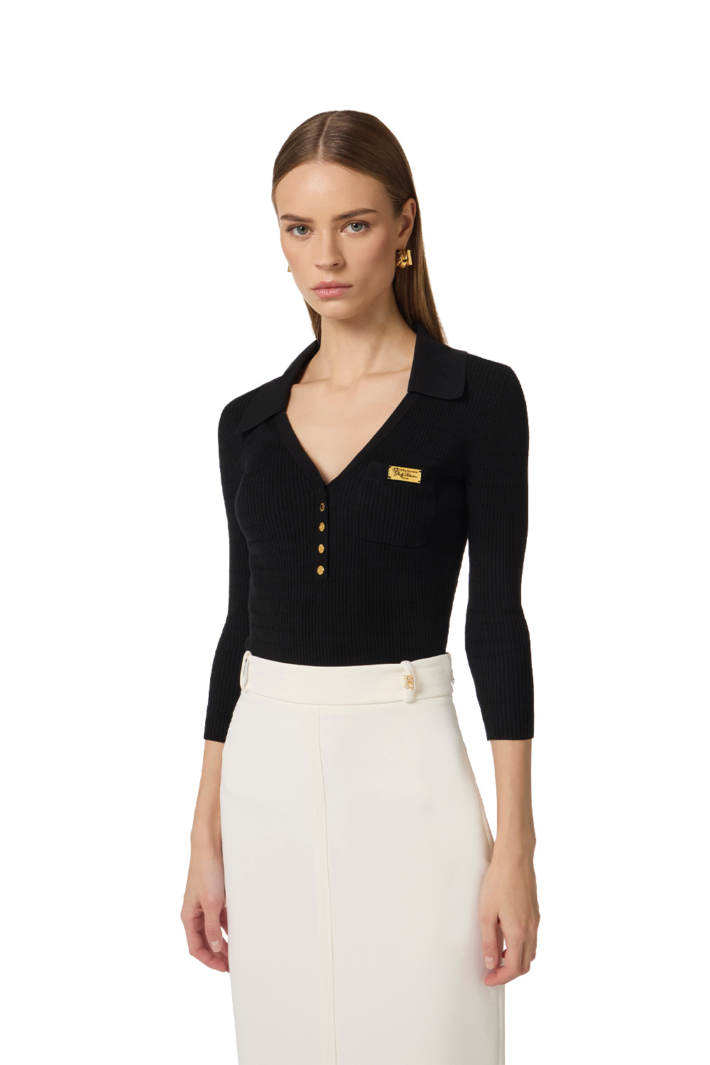 Polo in Maglia a Micro Trecce