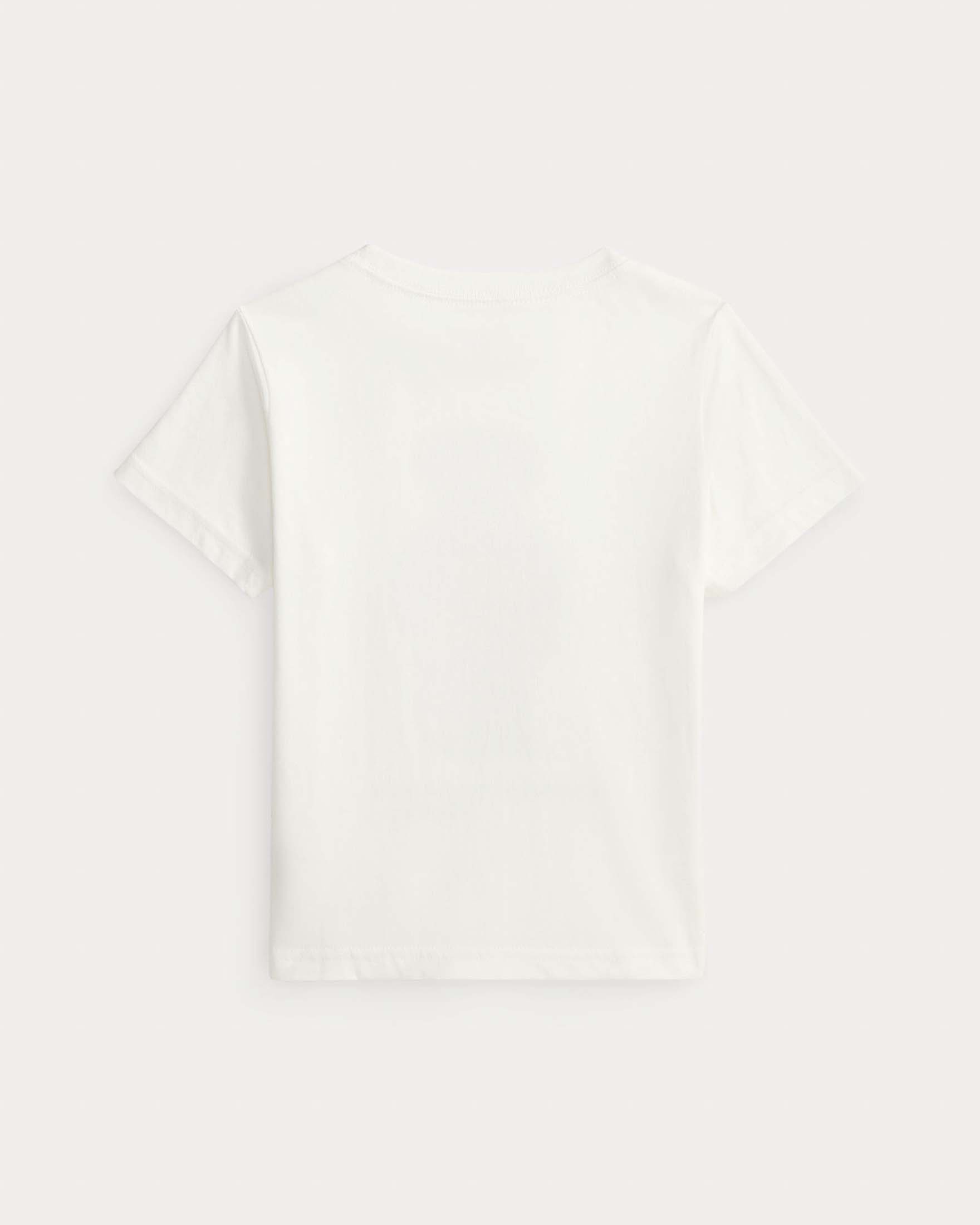 T-shirt Ralph Lauren bianca in cotone con maxi stampa orsetto image