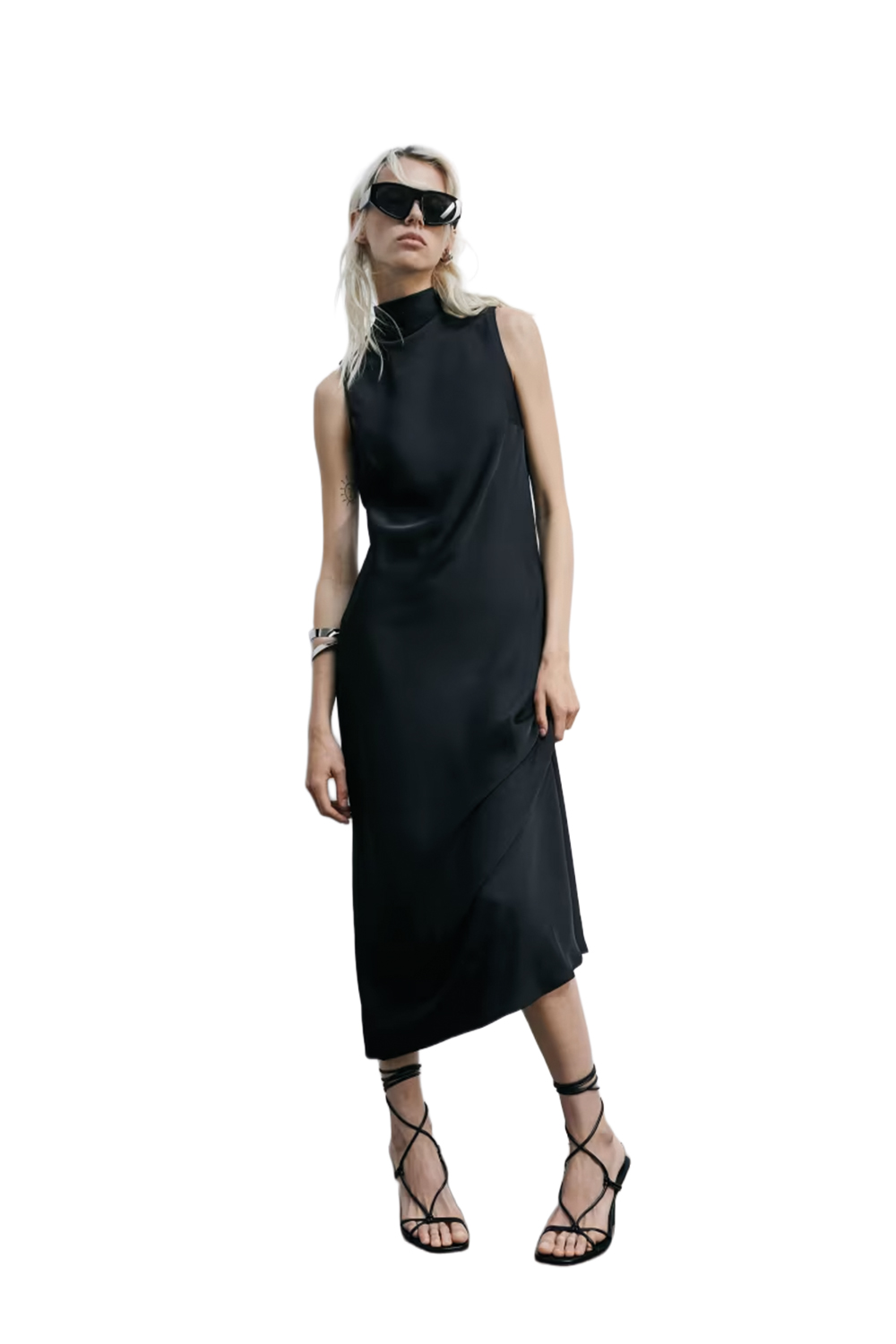 Abito Midi Fluido in Raso