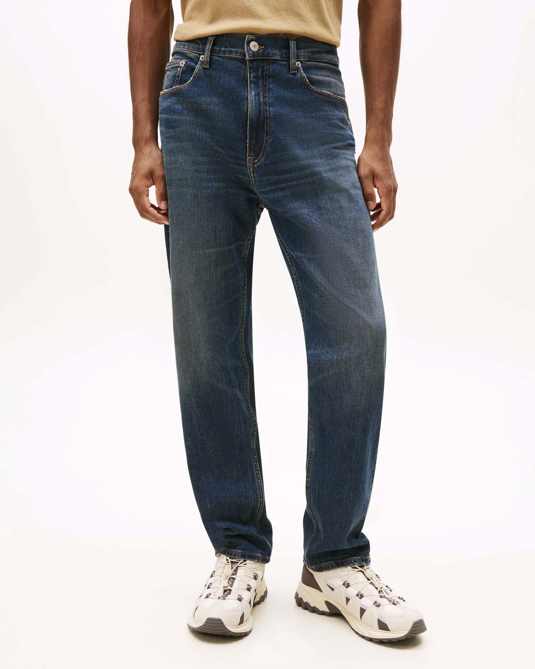 Jeans regular Tommy Jeans dark wash in cotone elasticizzato effetto used image