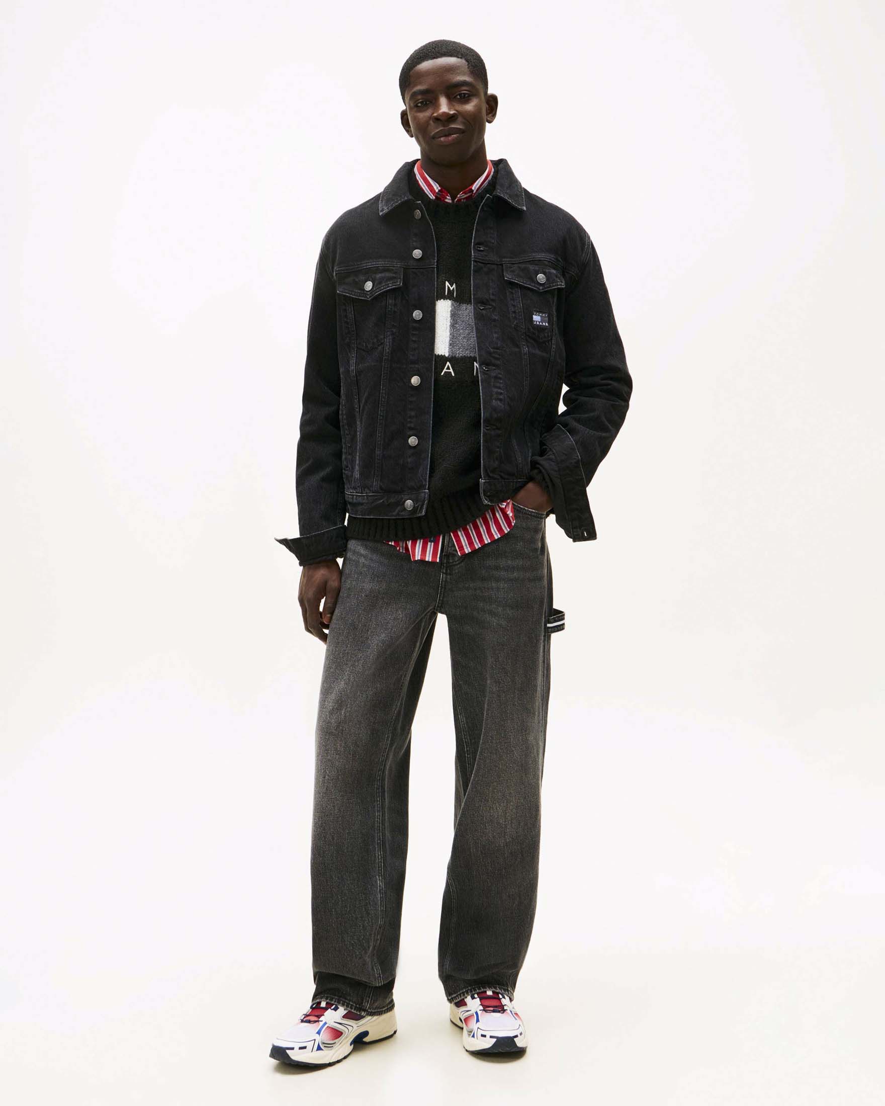 Jeans carpenter in dark wash di cotone stretch