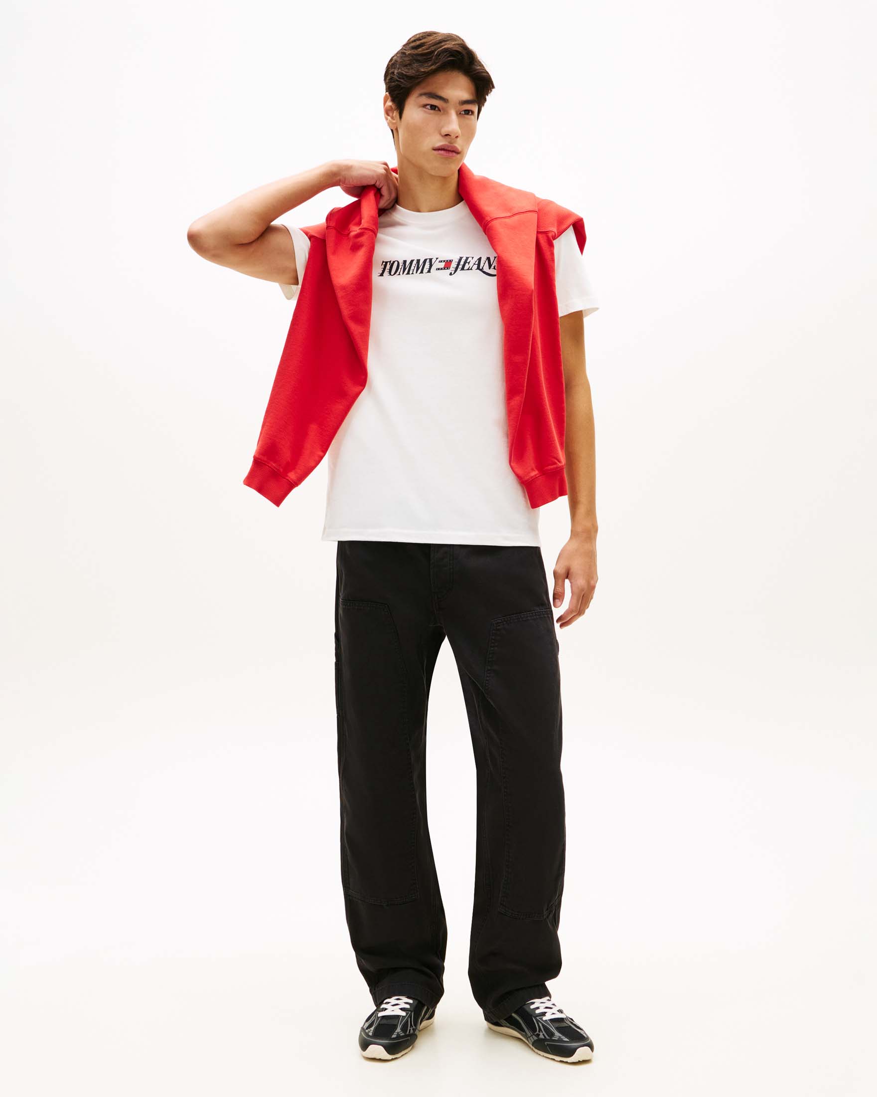 T-shirt girocollo bianca in cotone con logo grafico stampato