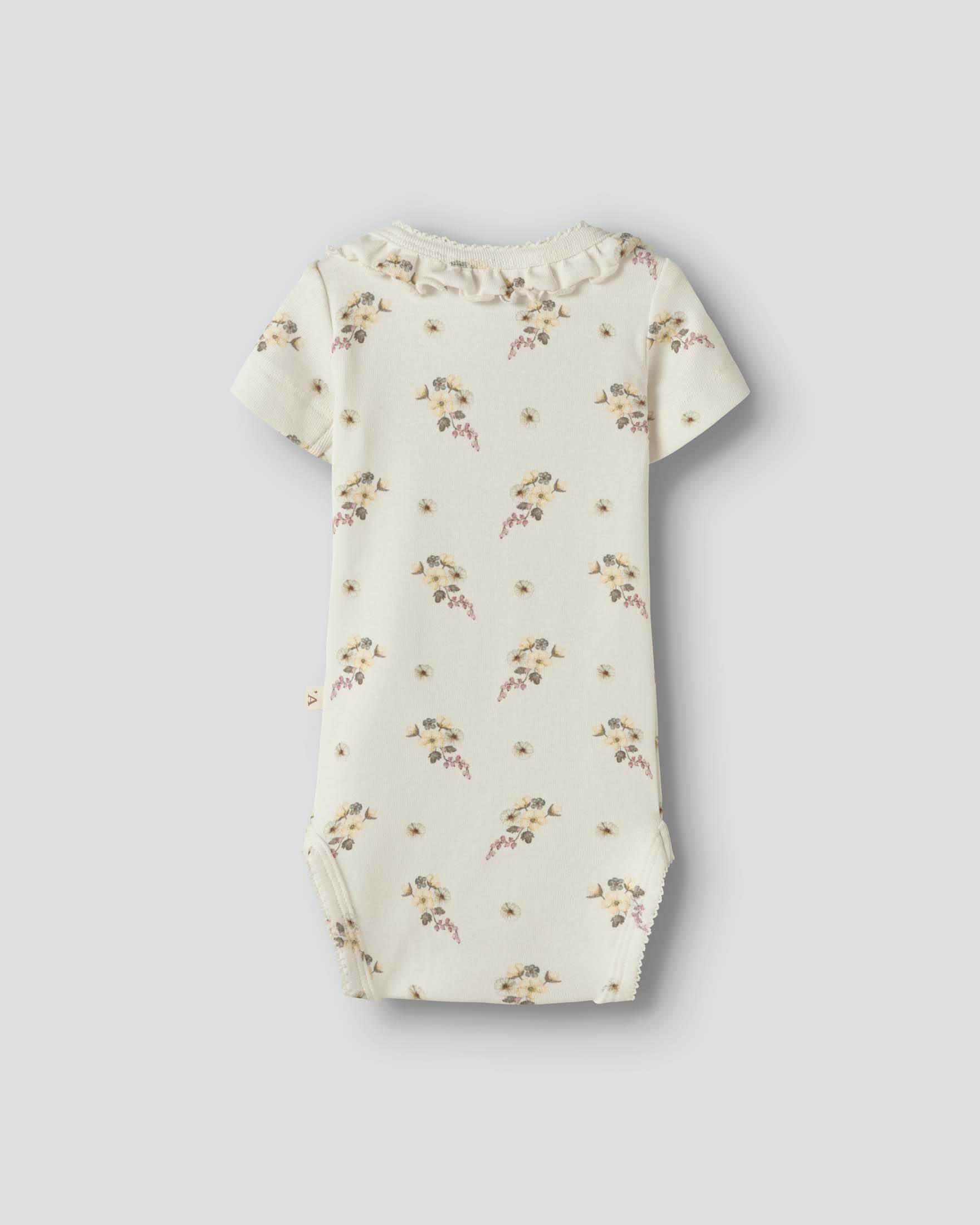 Body Lil'Atelier color panna in cotone stretch a maniche corte con stampa fiorellini image
