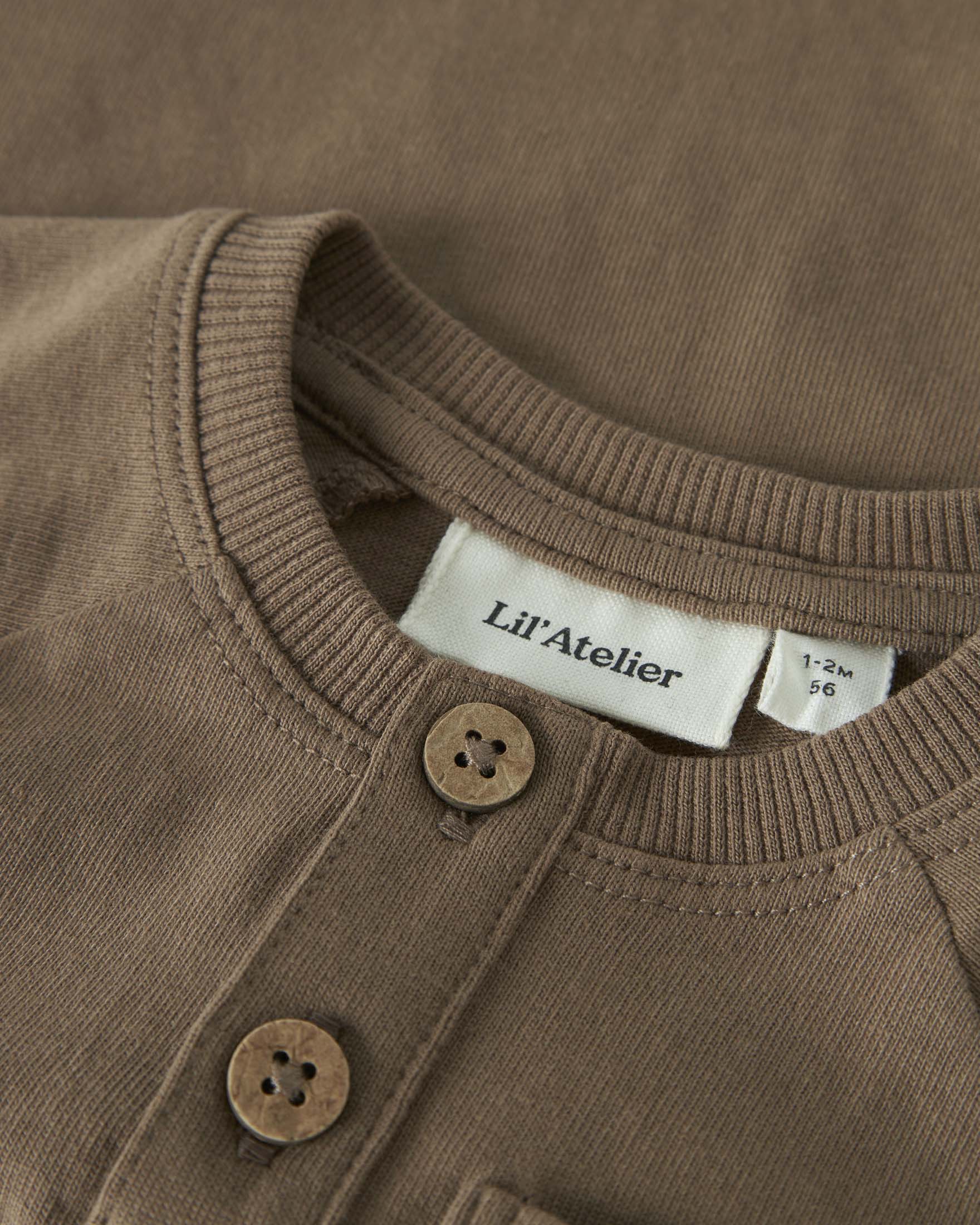 Body Lil'Atelier marrone in puro cotone a maniche corte con taschino image