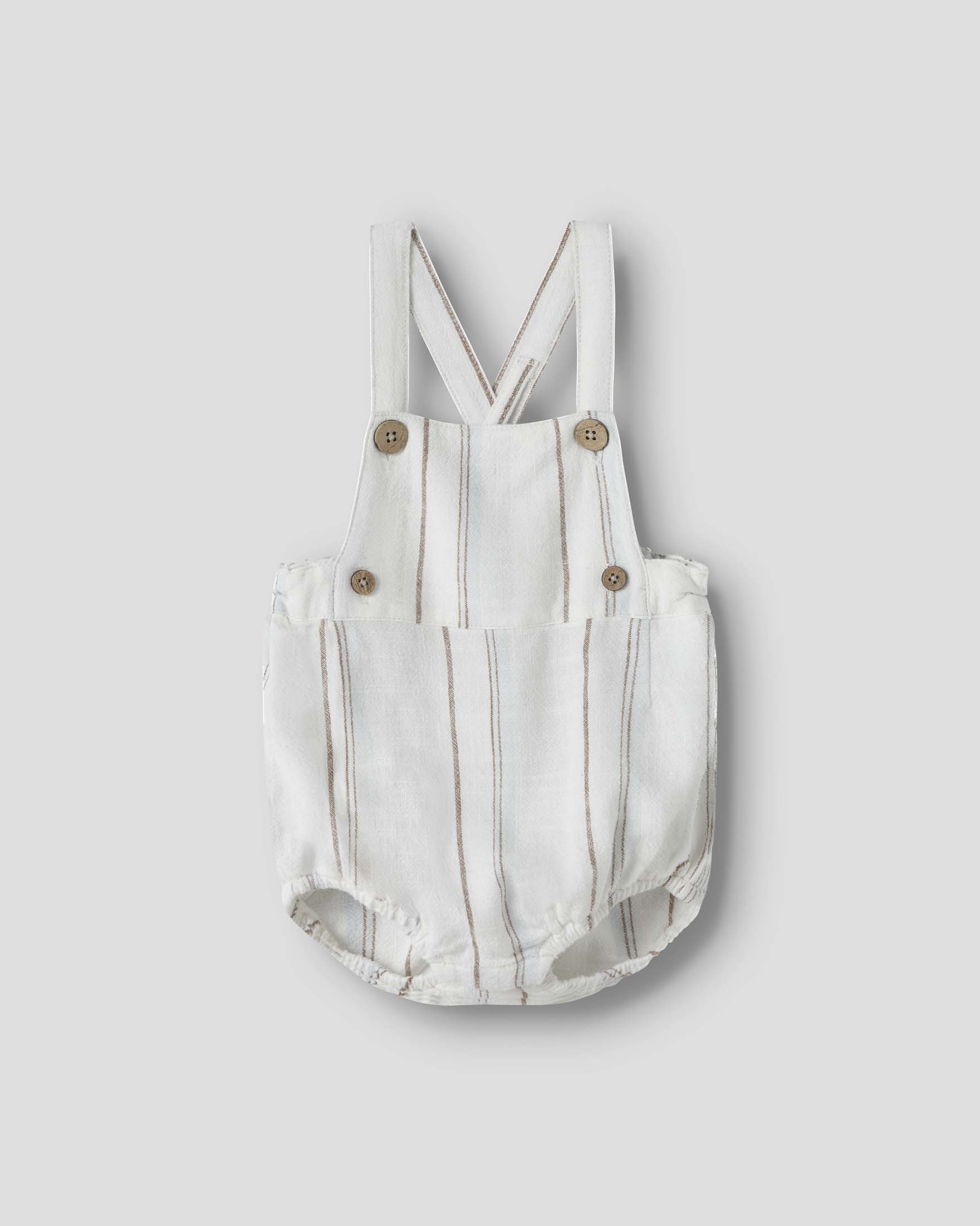 Pagliaccetto Lil'Atelier a righe avorio e marrone in misto viscosa