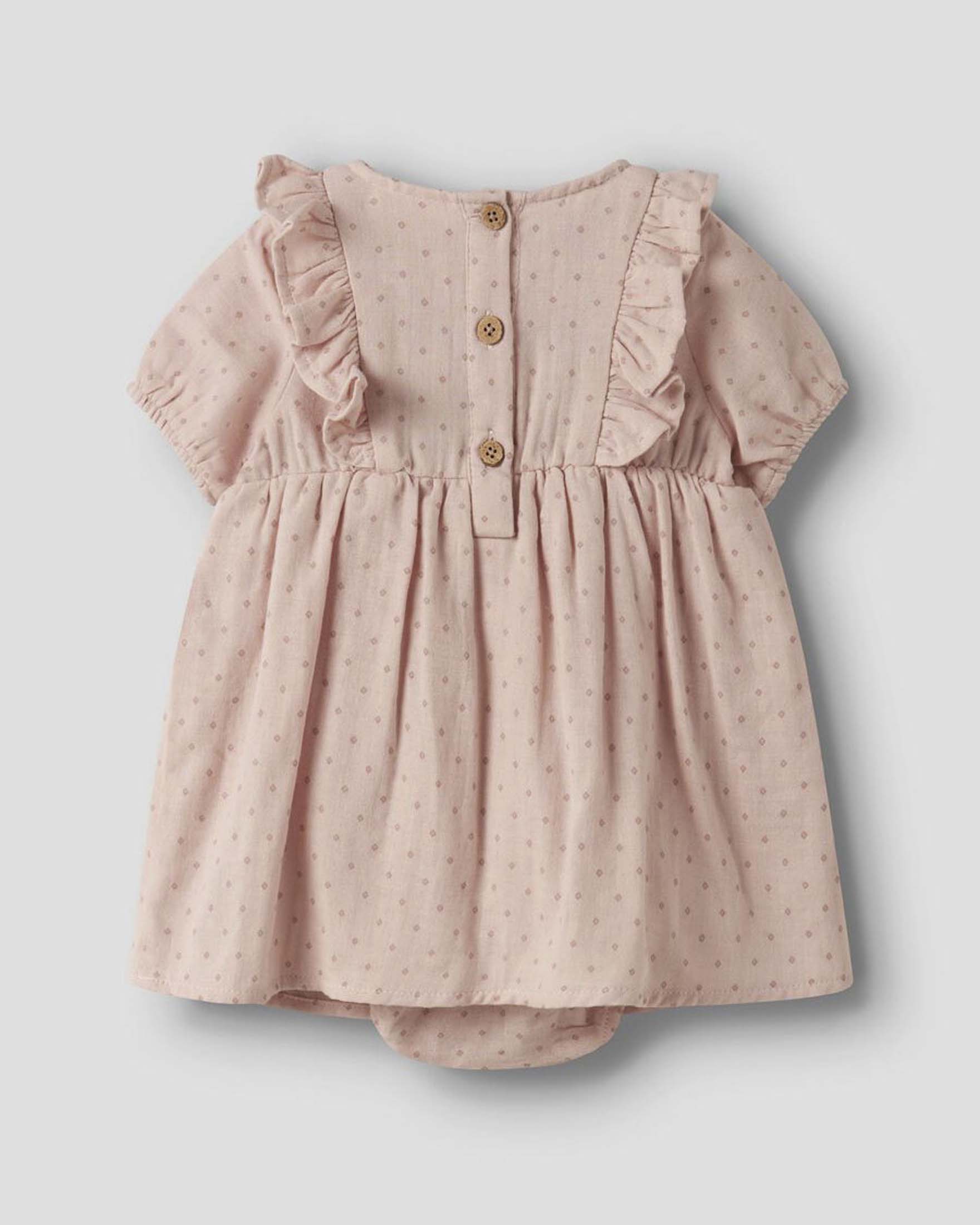 Abito a maniche corte Lil'Atelier rosa in cotone con micro fantasia image