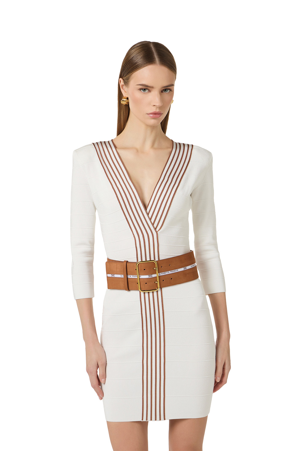 Abito in Maglia con Bande a Righe