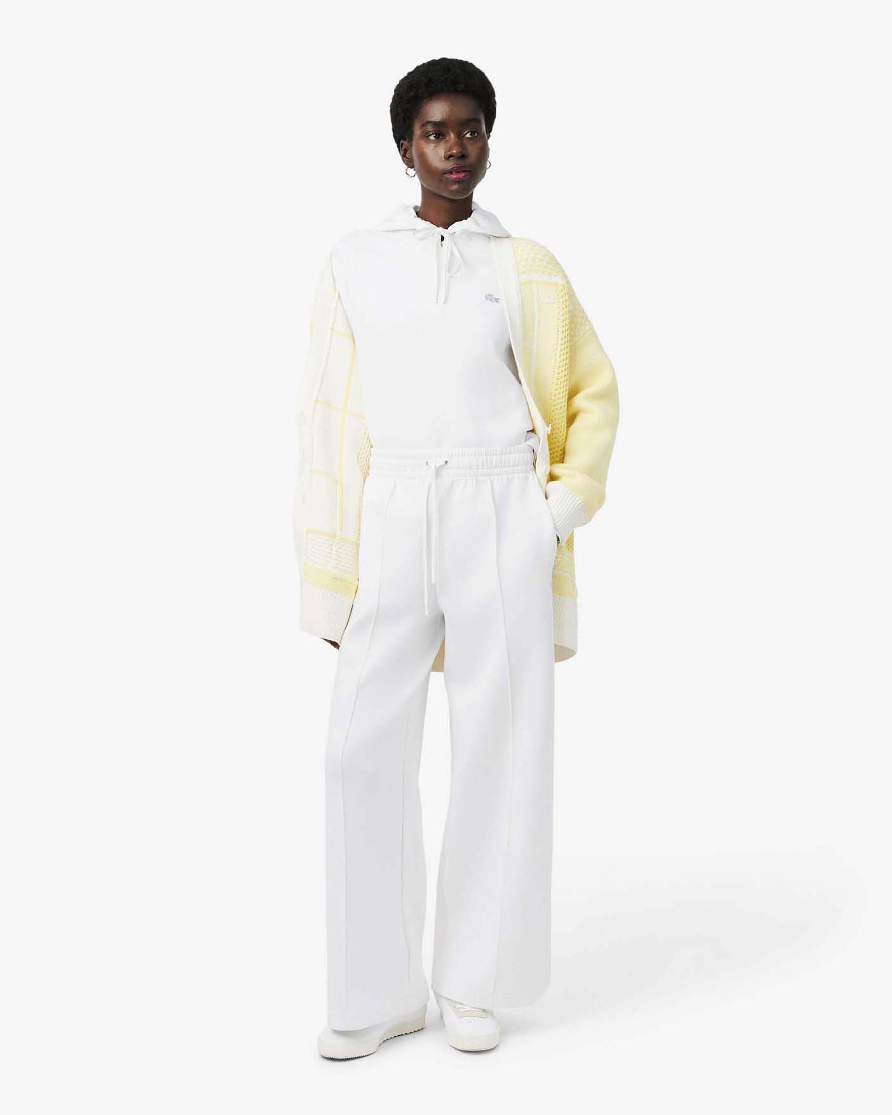 Felpa bianca oversize Lacoste con cappuccio