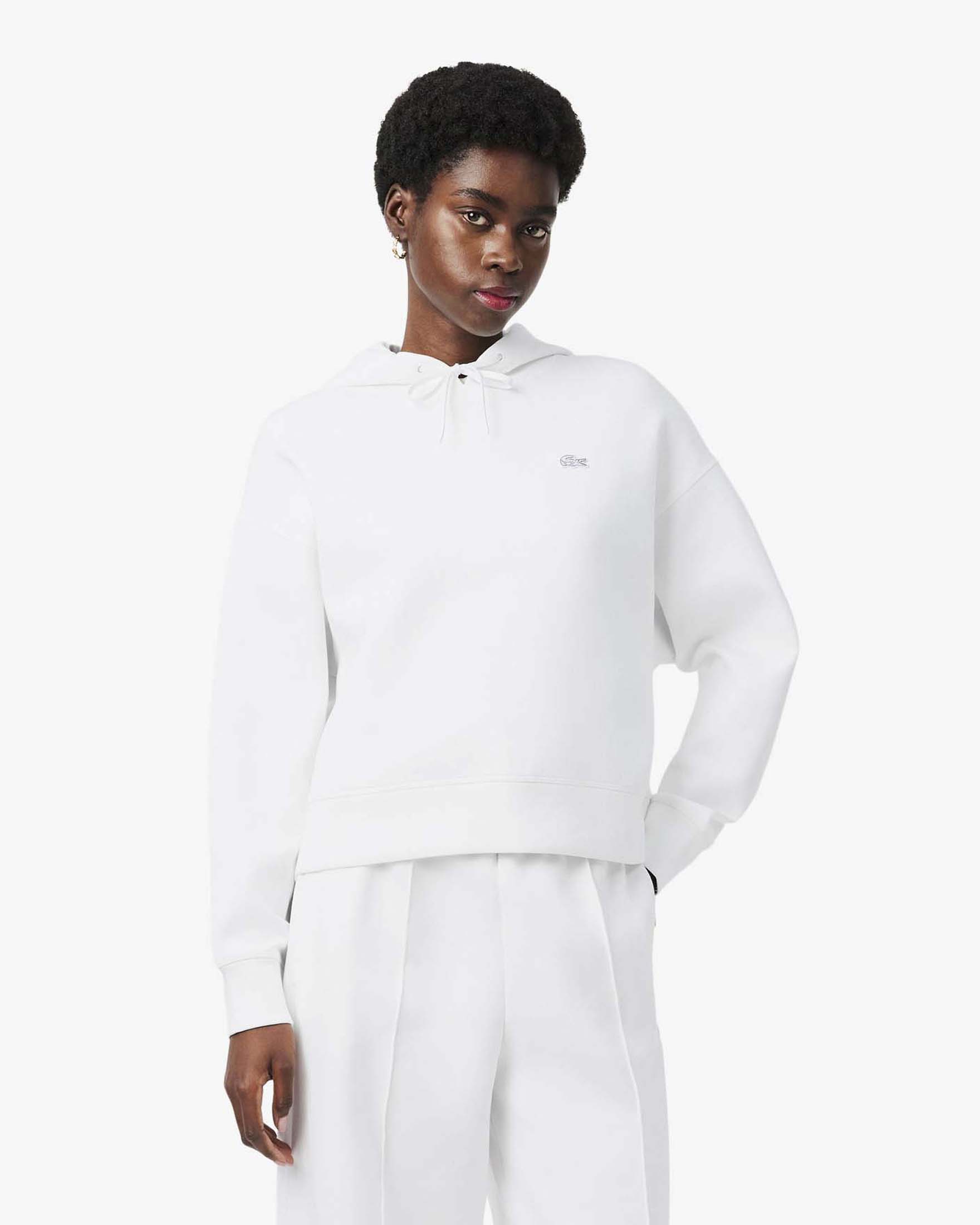 Felpa bianca oversize Lacoste con cappuccio image