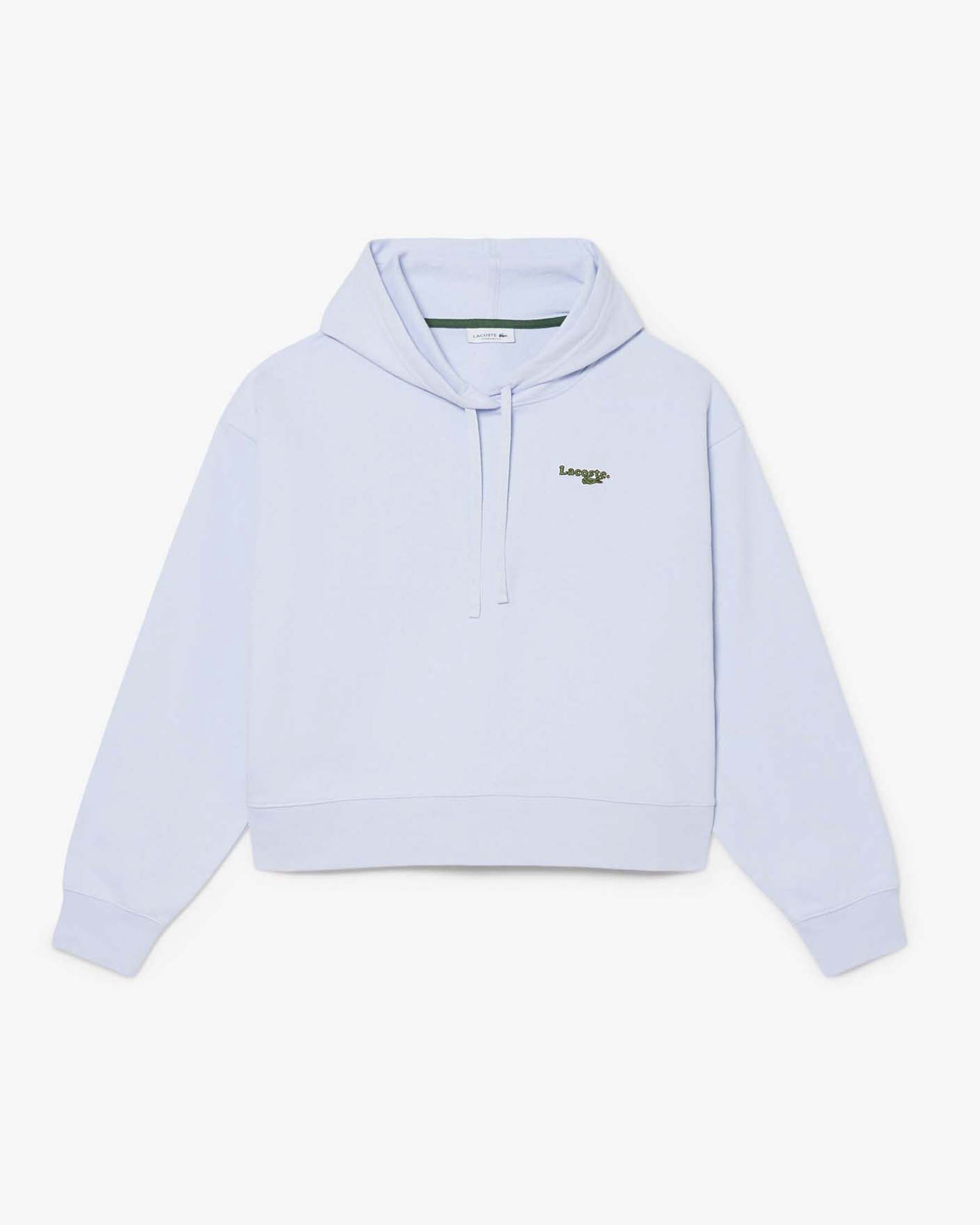 Felpa azzurra oversize Lacoste con cappuccio e logo coccodrillo