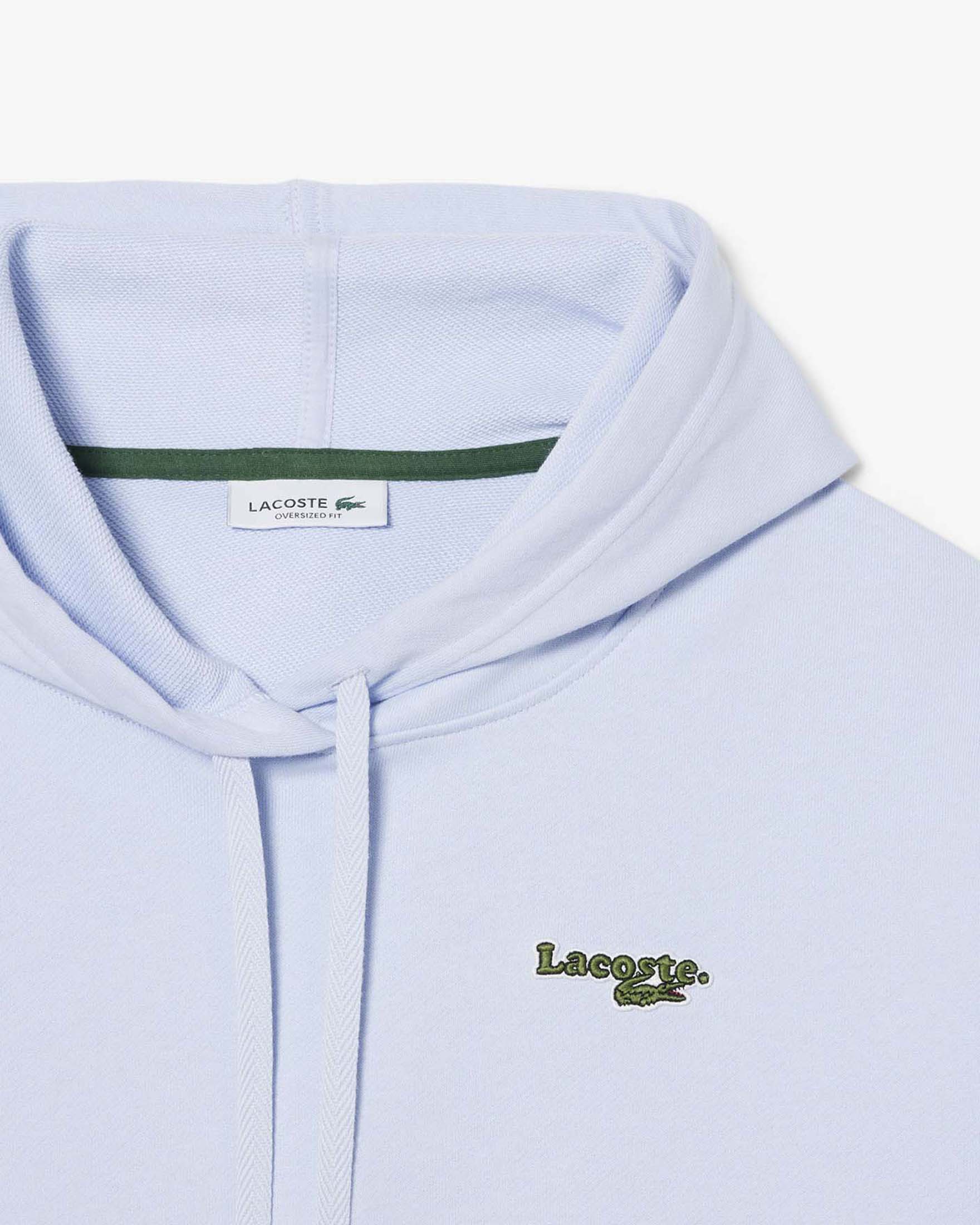 Felpa azzurra oversize Lacoste con cappuccio e logo coccodrillo image