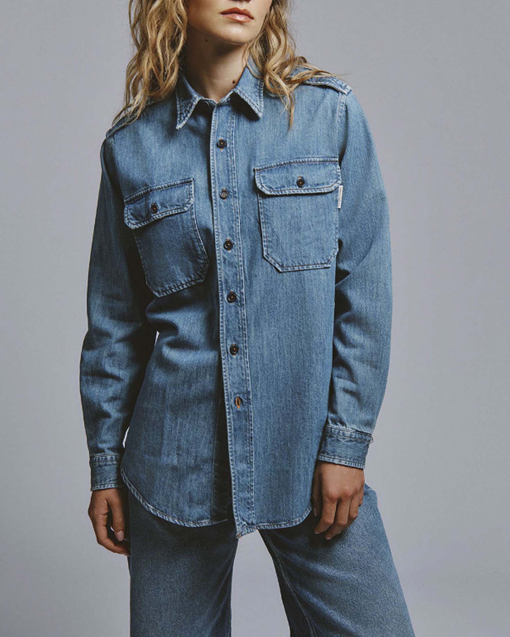 Camicia in denim vintage Roy Roger's a lavaggio medio