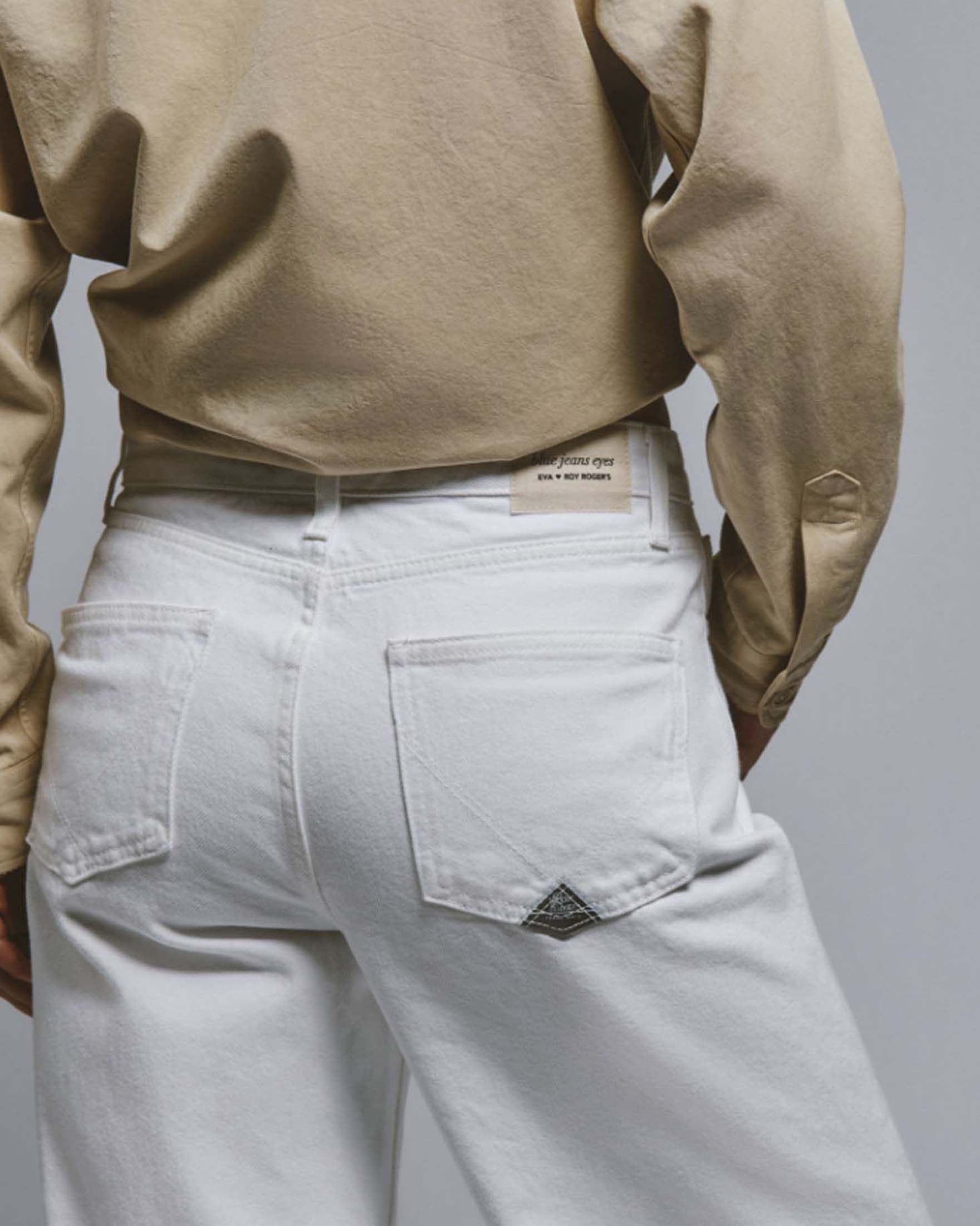 Jeans Super Wide Bull Roy Roger's bianco