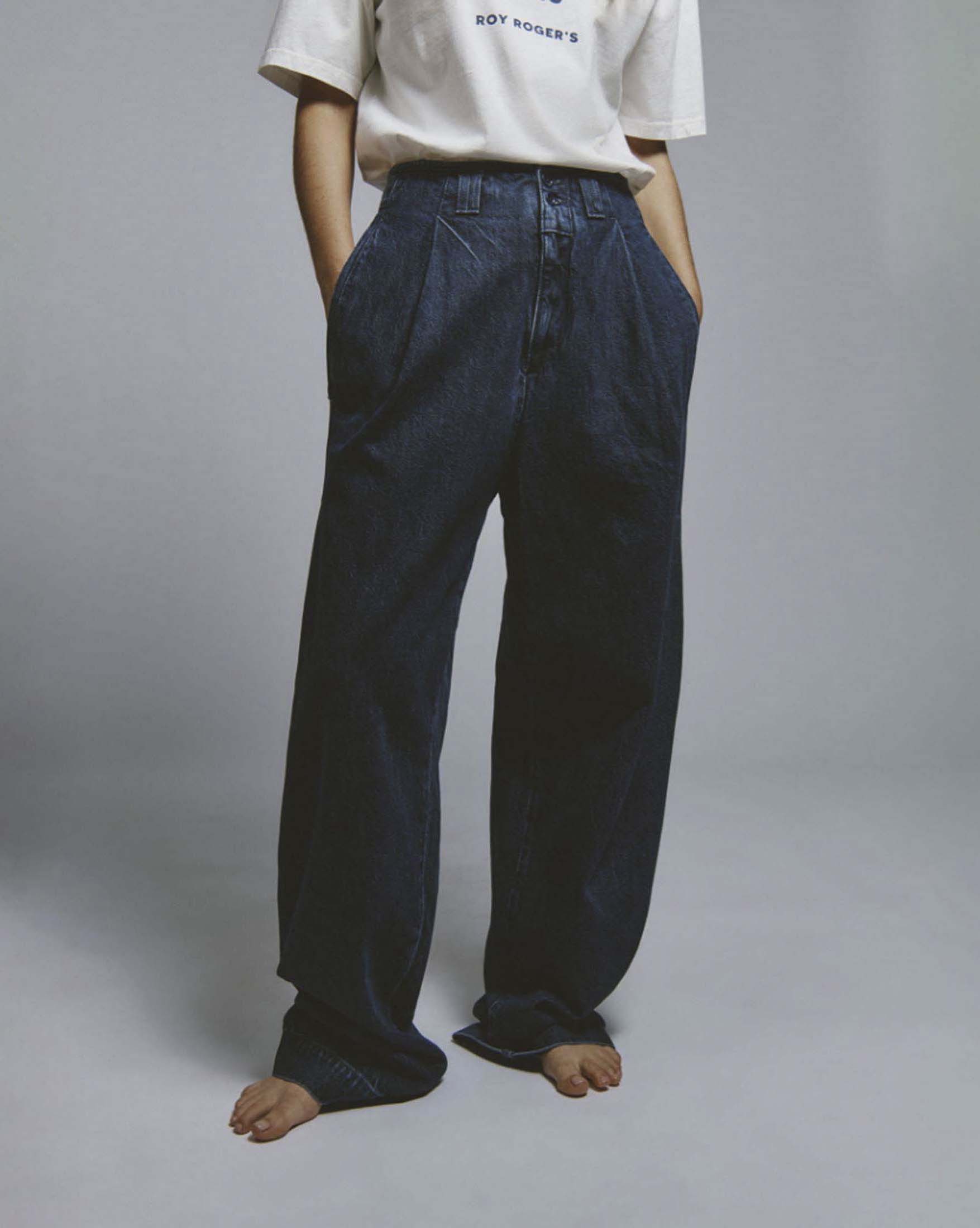 Pantaloni baloon in denim Roy Roger's a lavaggio scuro stone washed image