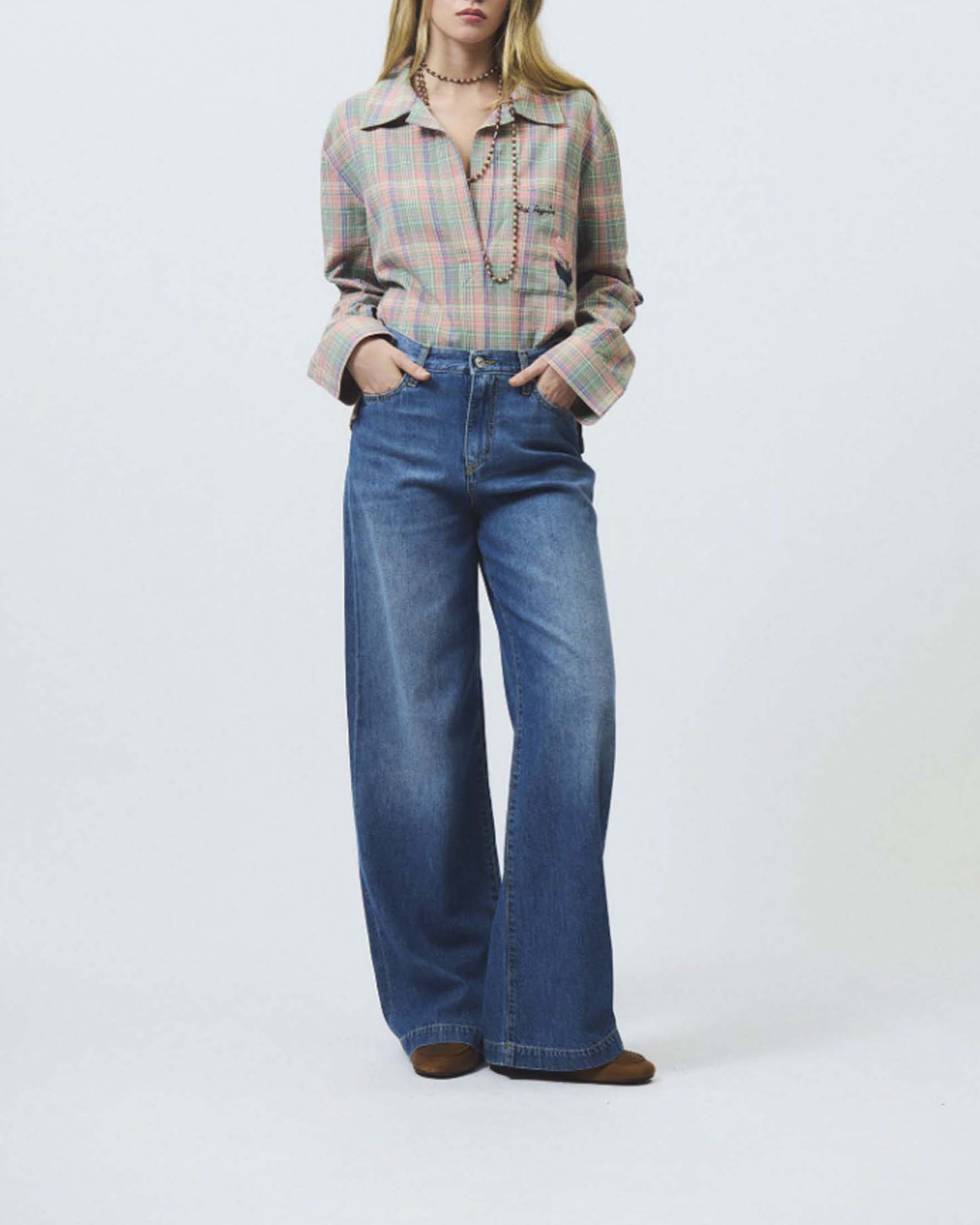 Jeans flare Marta Kir Royal Roy Roger's in denim leggero lavaggio super stone wash