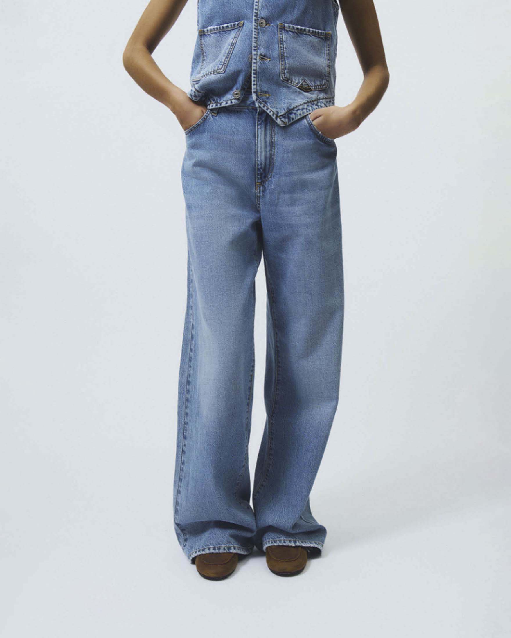 Jeans Super Wide Ocean Roy Roger's lavaggio chiaro super stone wash image