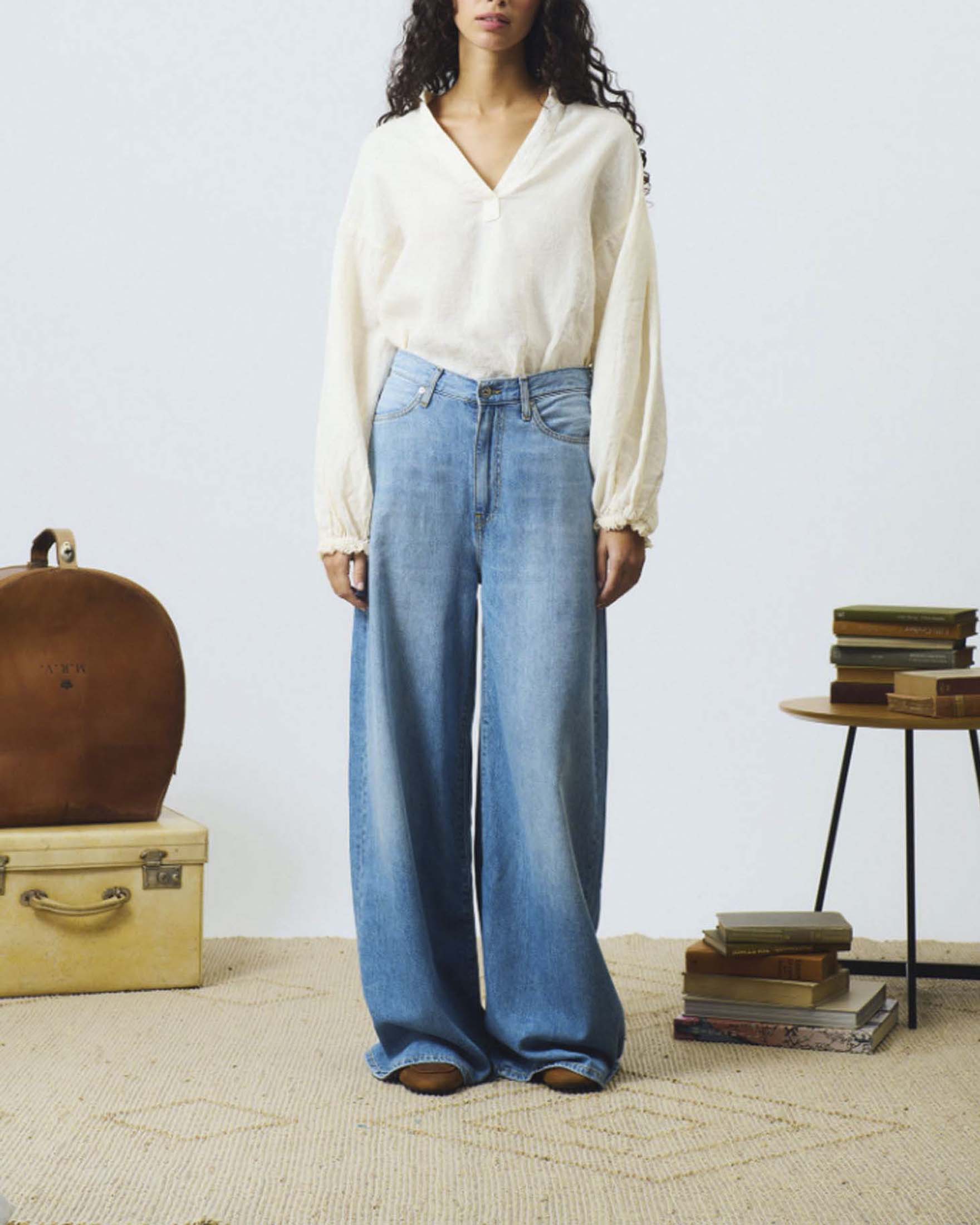 Jeans flare Kaori Vodka Souer Roy Roger's lavaggio super stone wash e vita alta