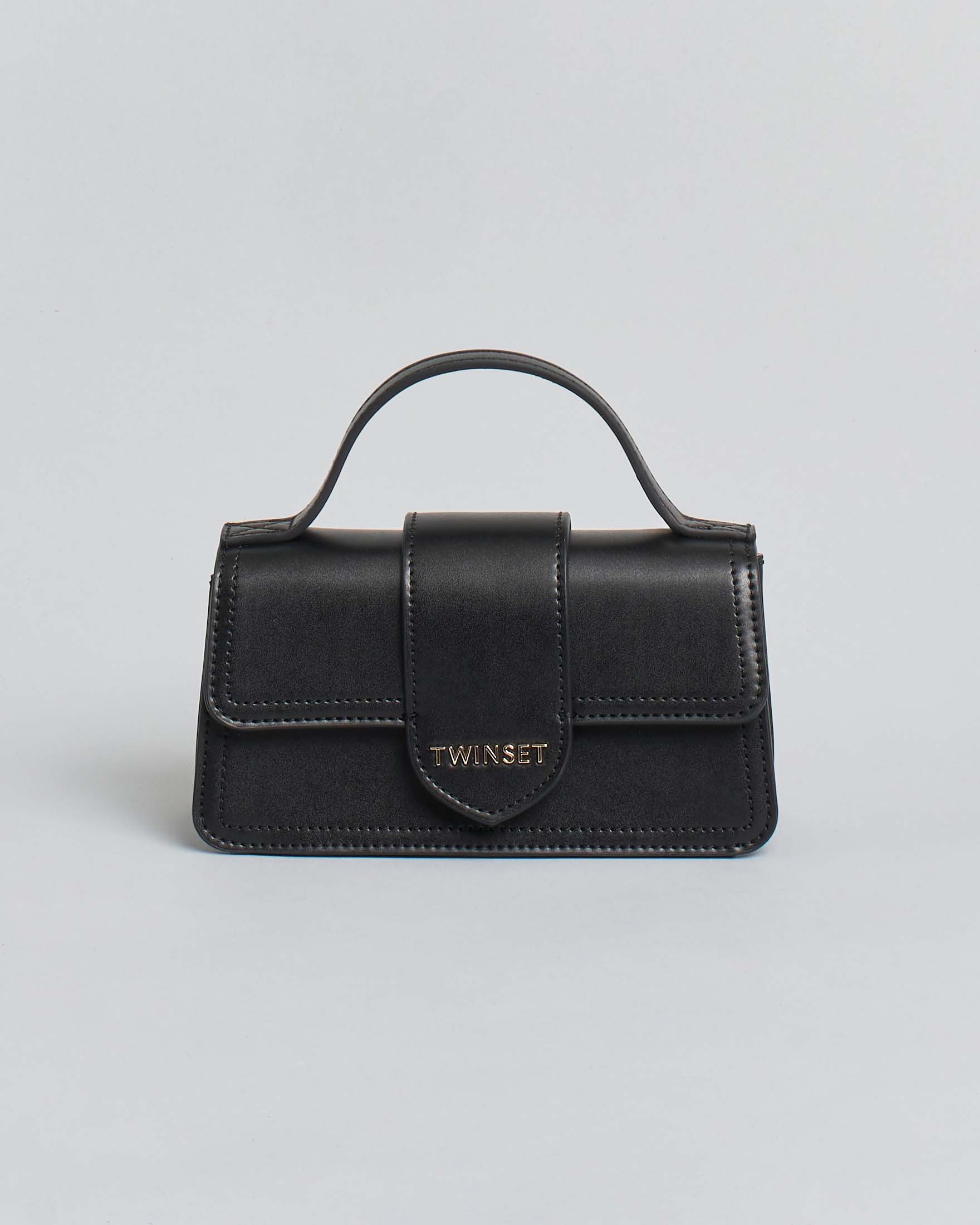 Borsa a mano Twinset nera in similpelle con patta