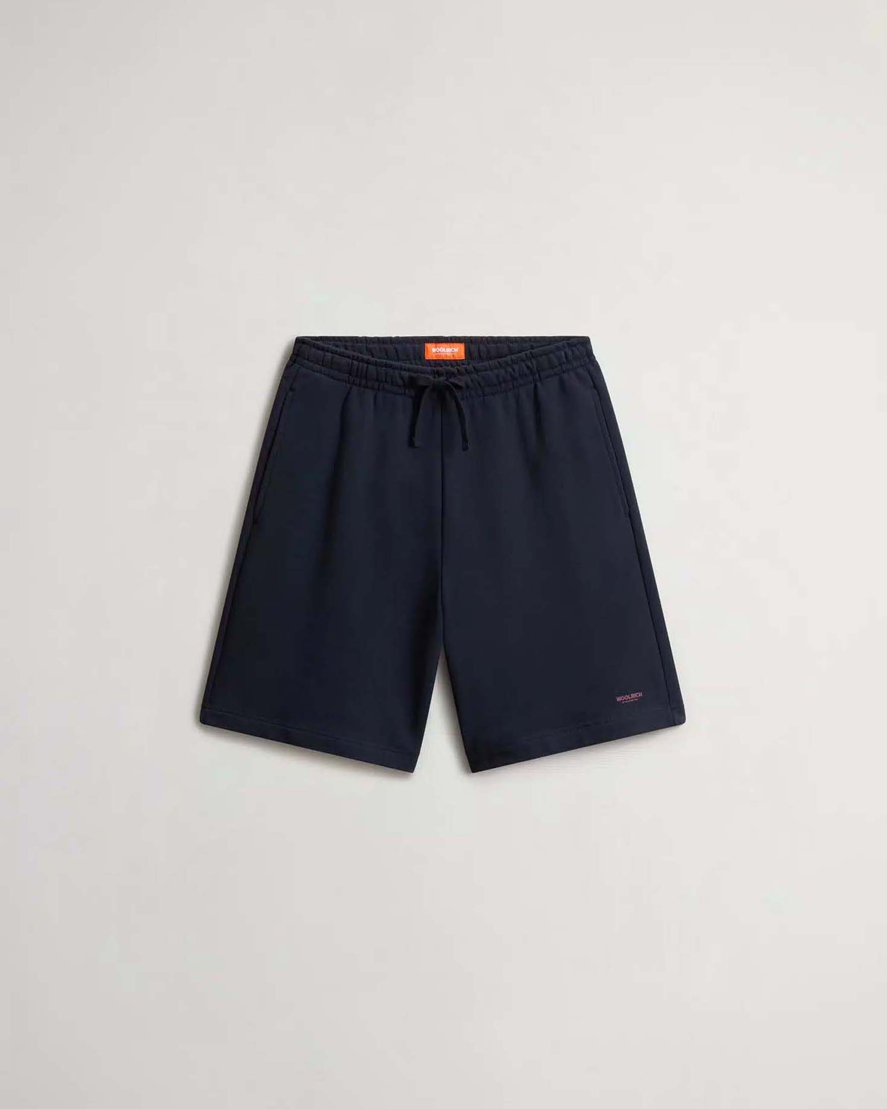 Bermuda blu Woolrich in felpa di puro cotone con mini logo