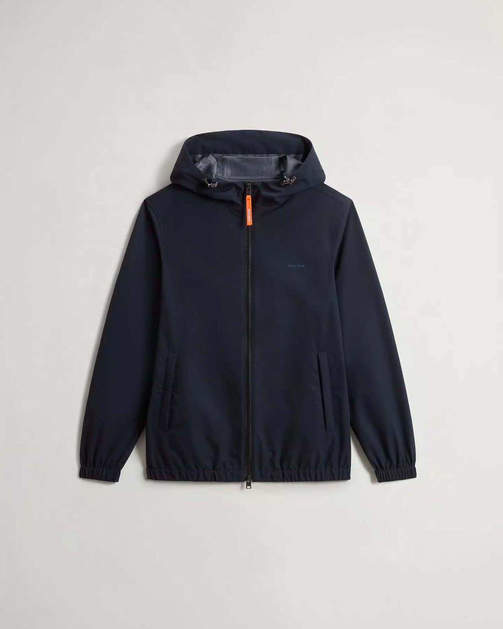 Bomber antivento Woolrich blu con cappuccio