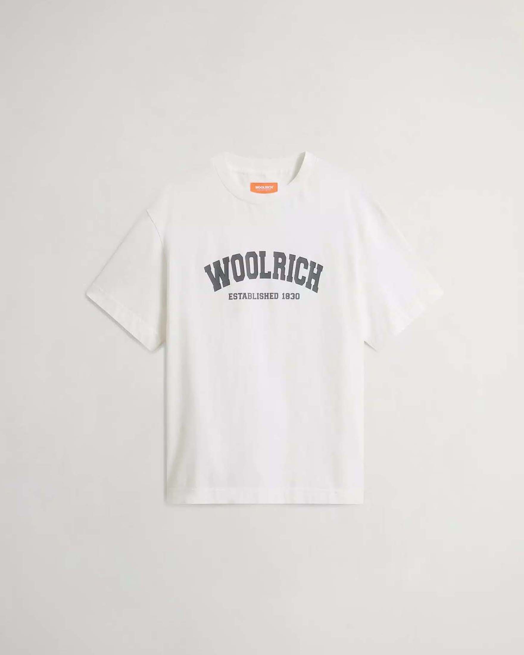 T-shirt bianca Woolrich in puro cotone con scritta logo