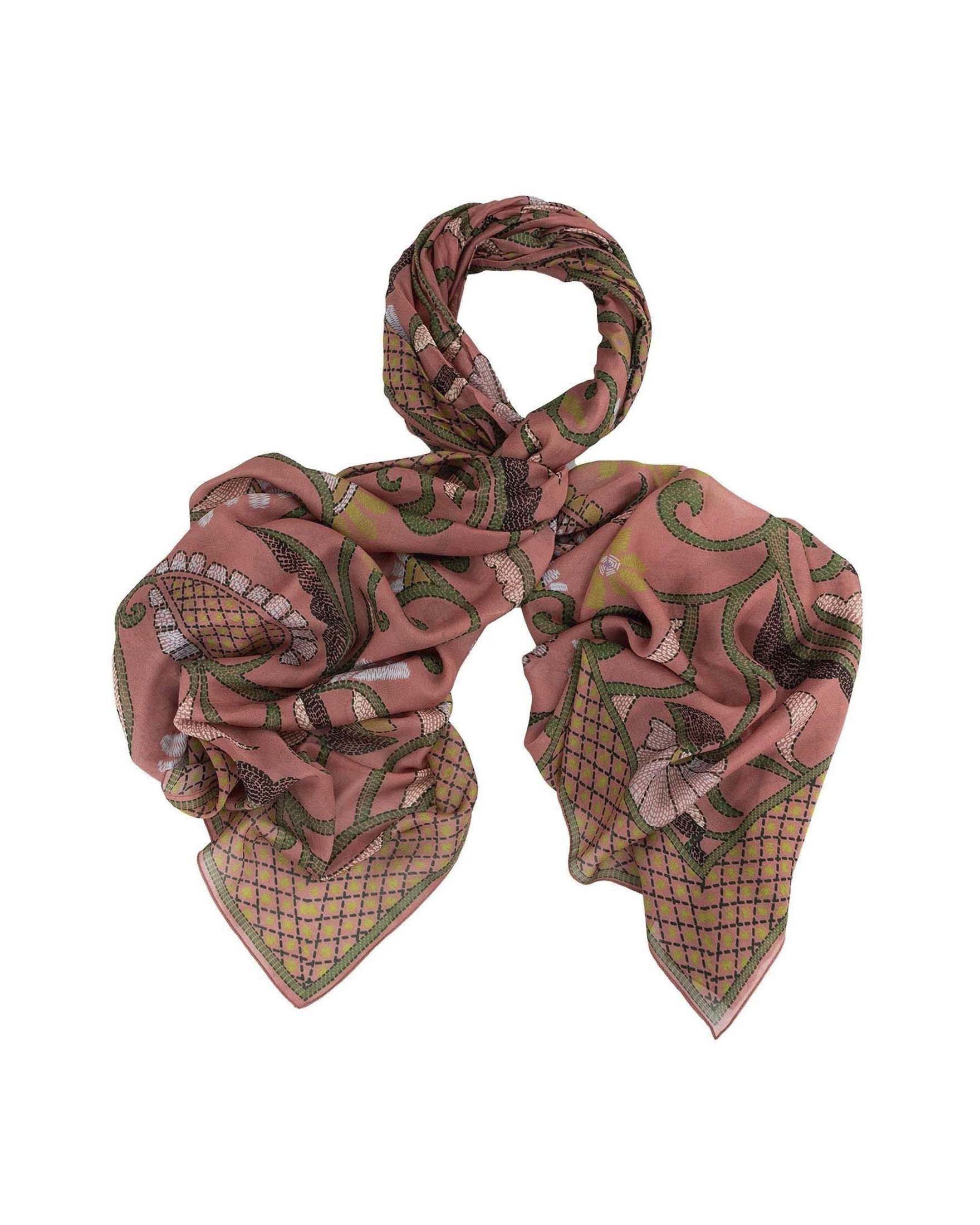 Sciarpa Giant Kantha Dusk in modal rosa e verde