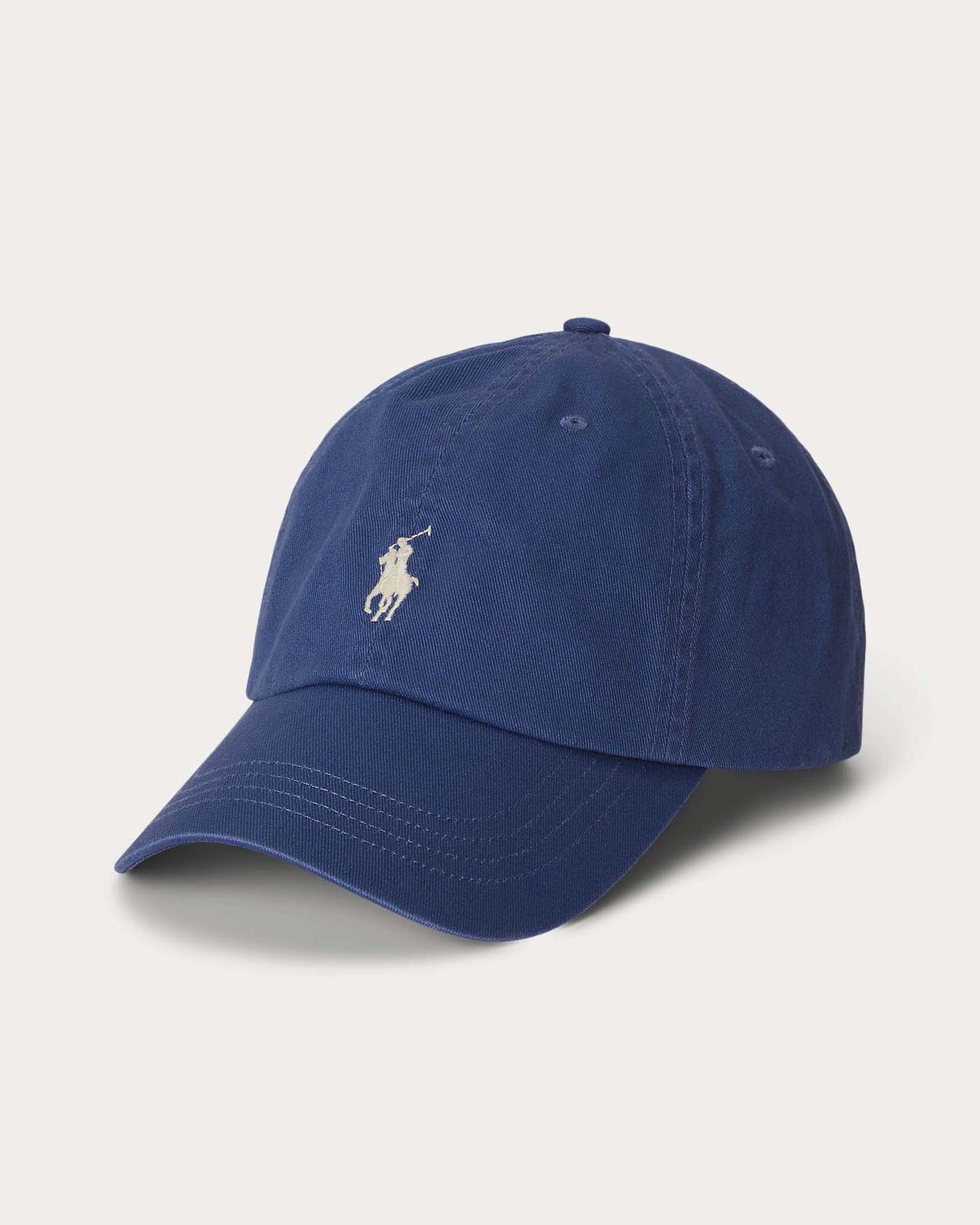 Berretto blu indaco Polo con frontino e logo pony panna ricamato