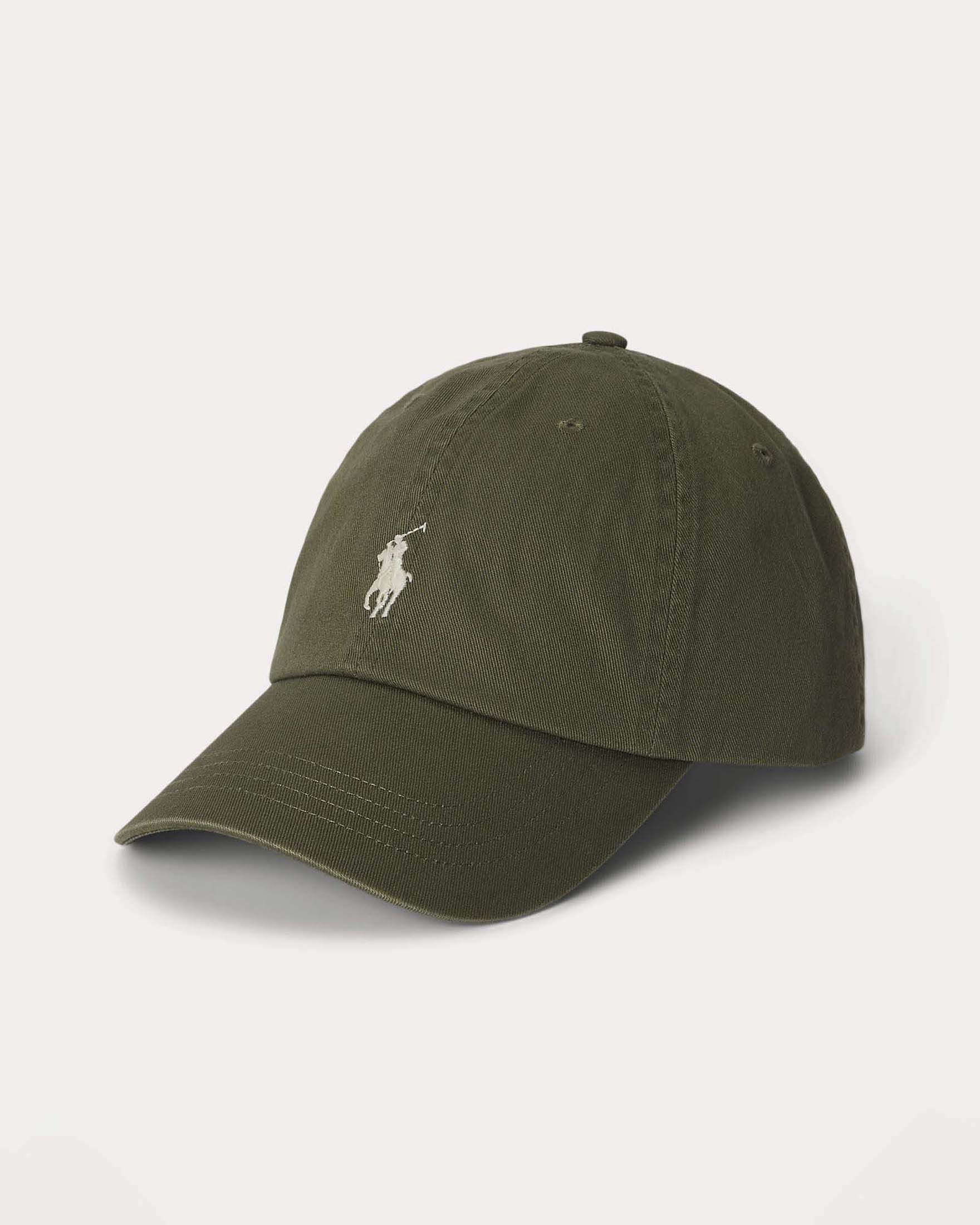 Berretto verde militare Polo con frontino e logo pony panna ricamato