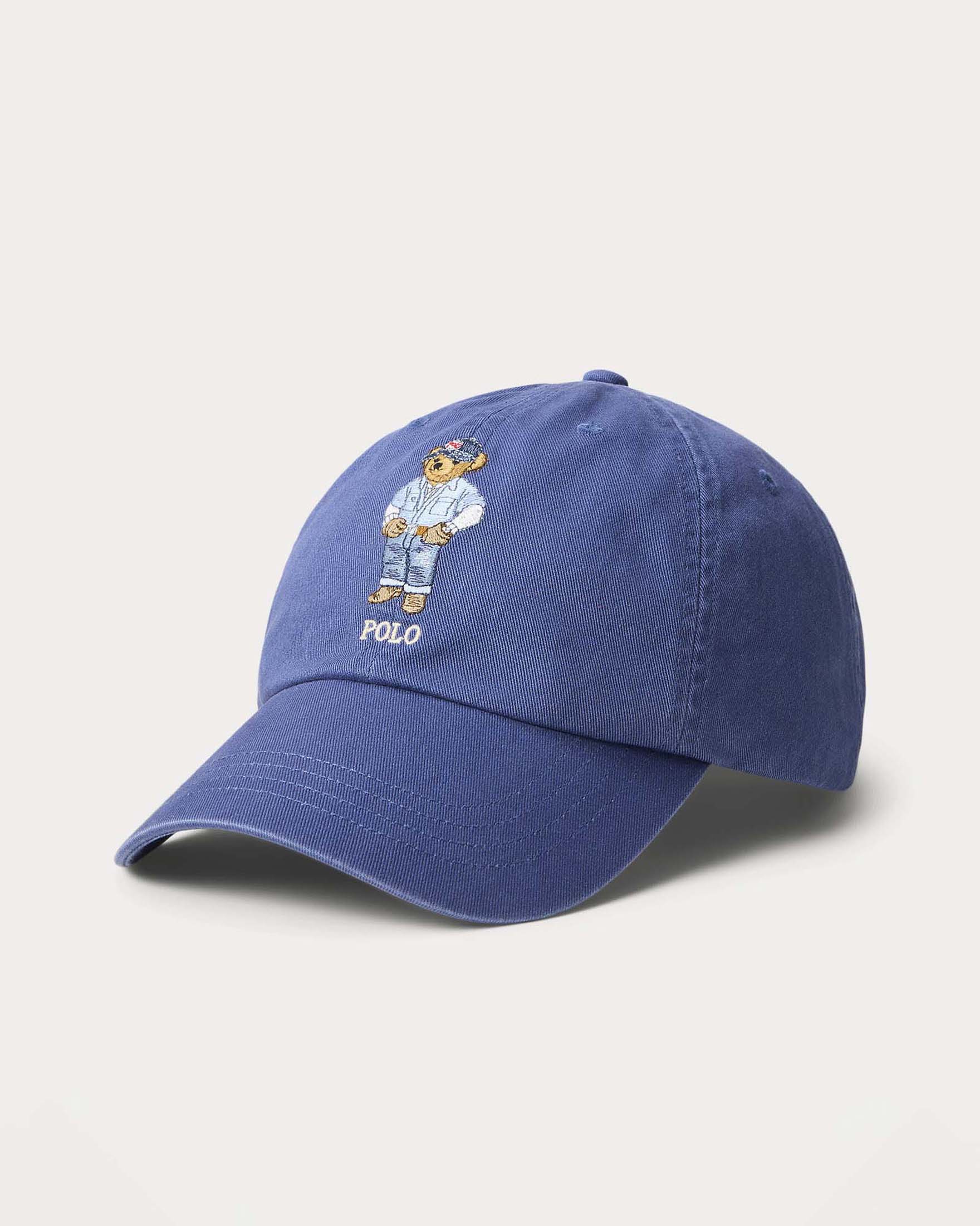 Berretto blu indaco Polo con frontino e Polo Bear ricamato